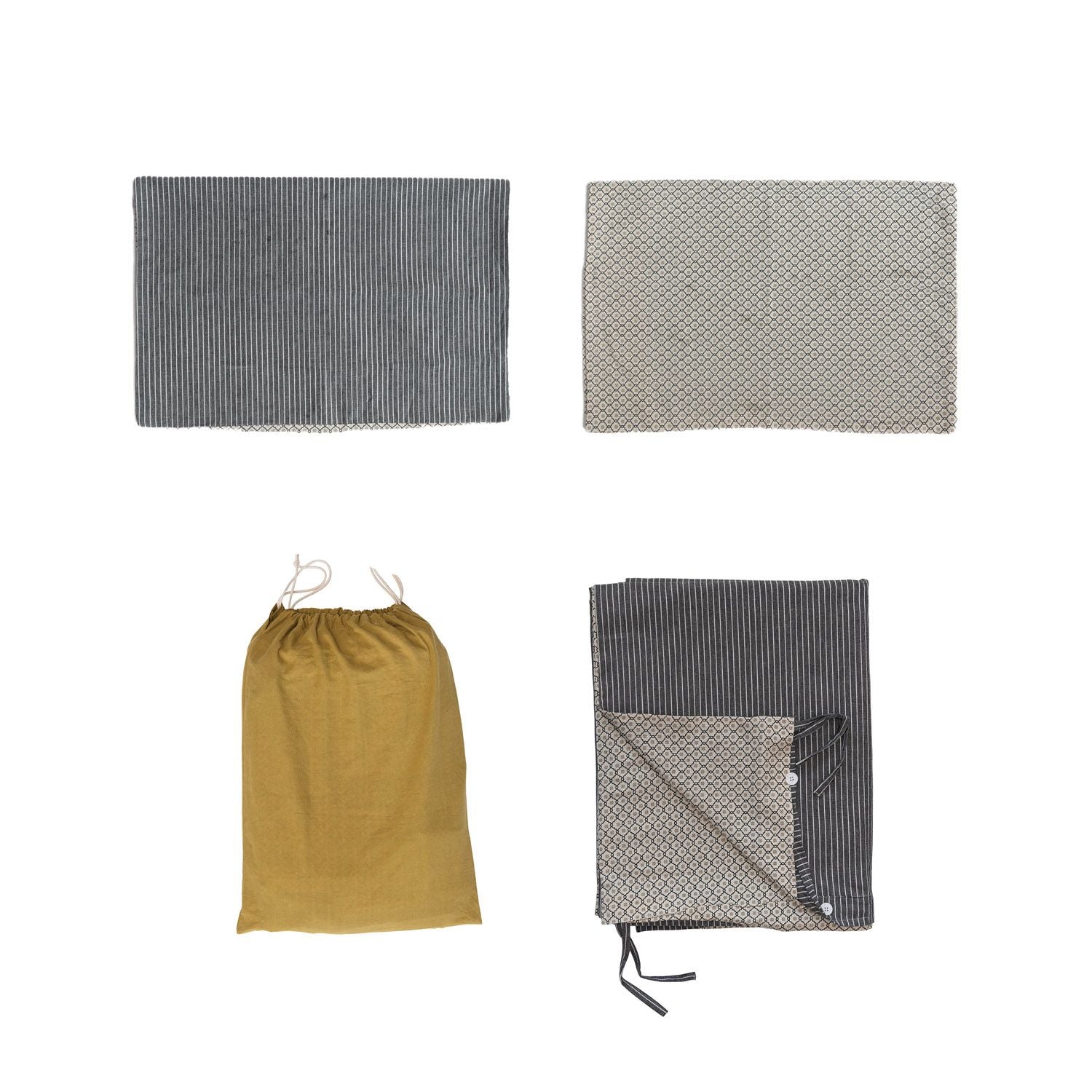 Cotton Double Sided Duvet Cover with 2 Shams