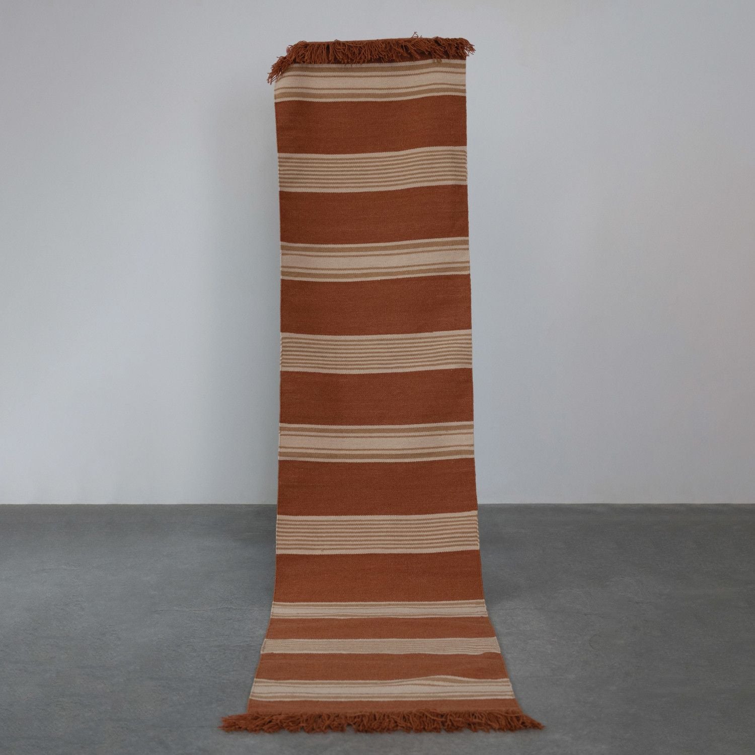 Wool and Cotton Kilim Floor Runner & Fringe