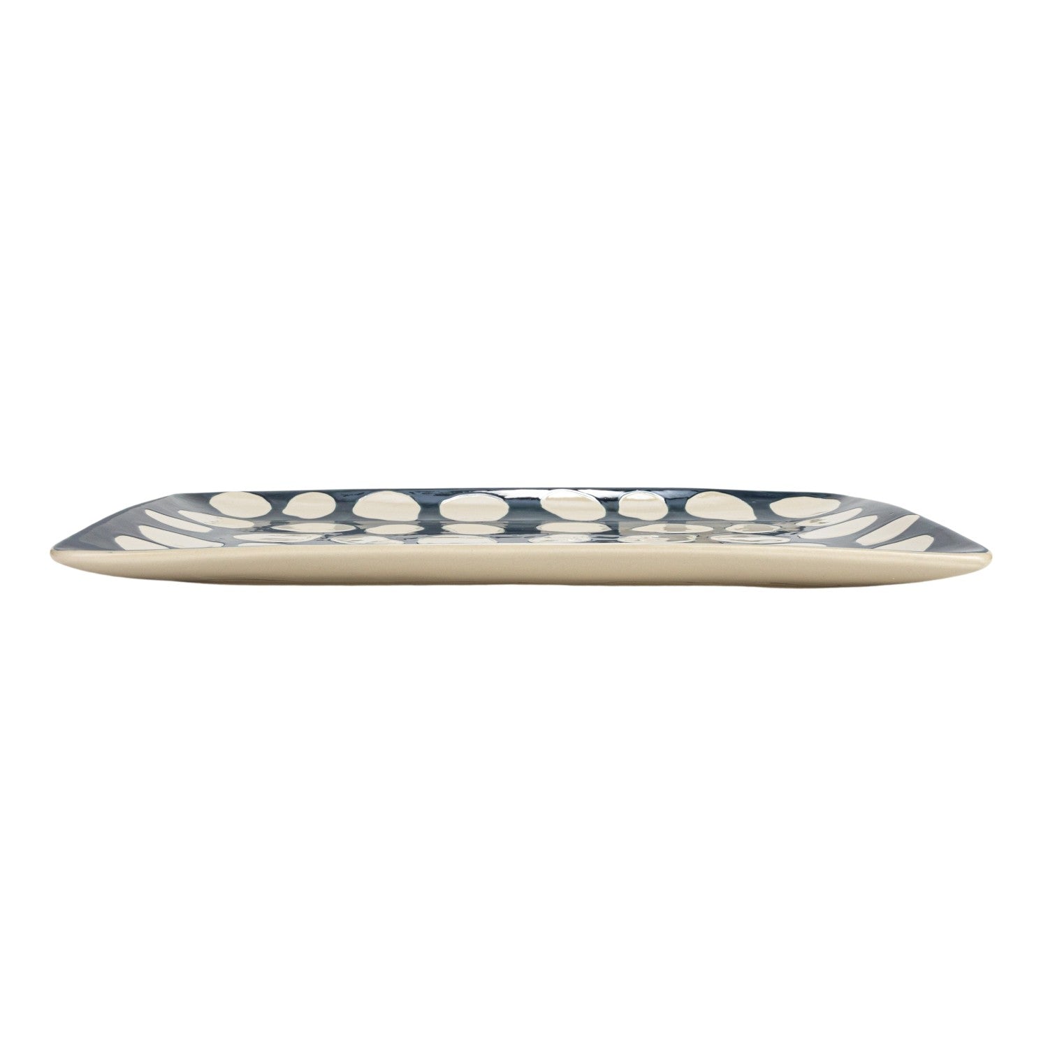 Hand-Painted Stoneware Platter w/ Wax Relief Dots