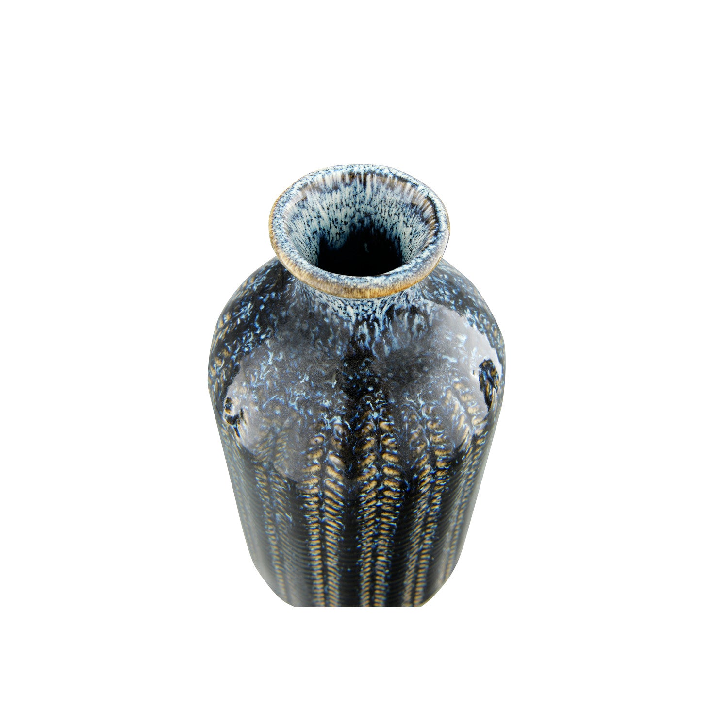 Embossed Stoneware Vases with Glaze