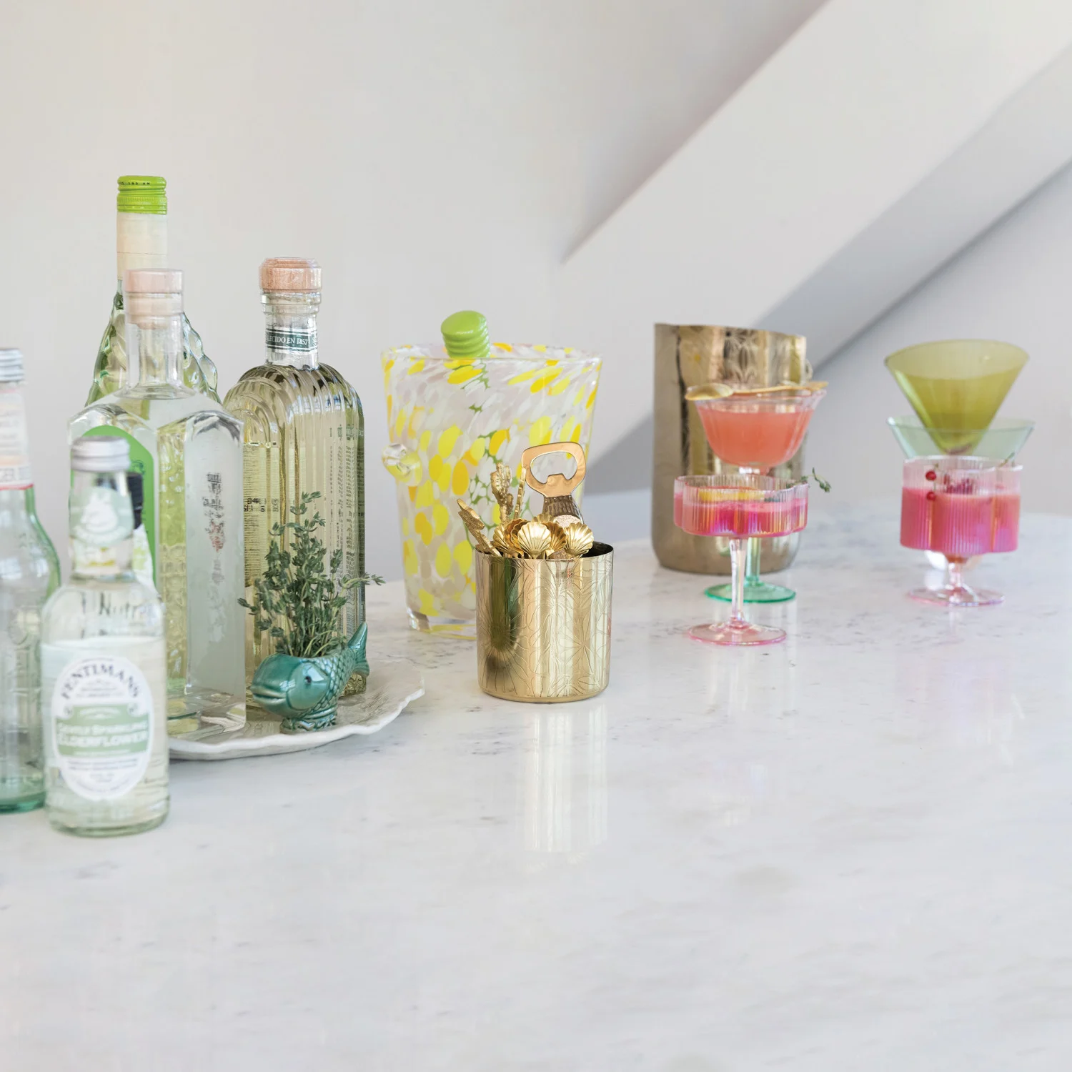 Hand-Blown Pleated Flower Shaped Stemmed Coupe Glass