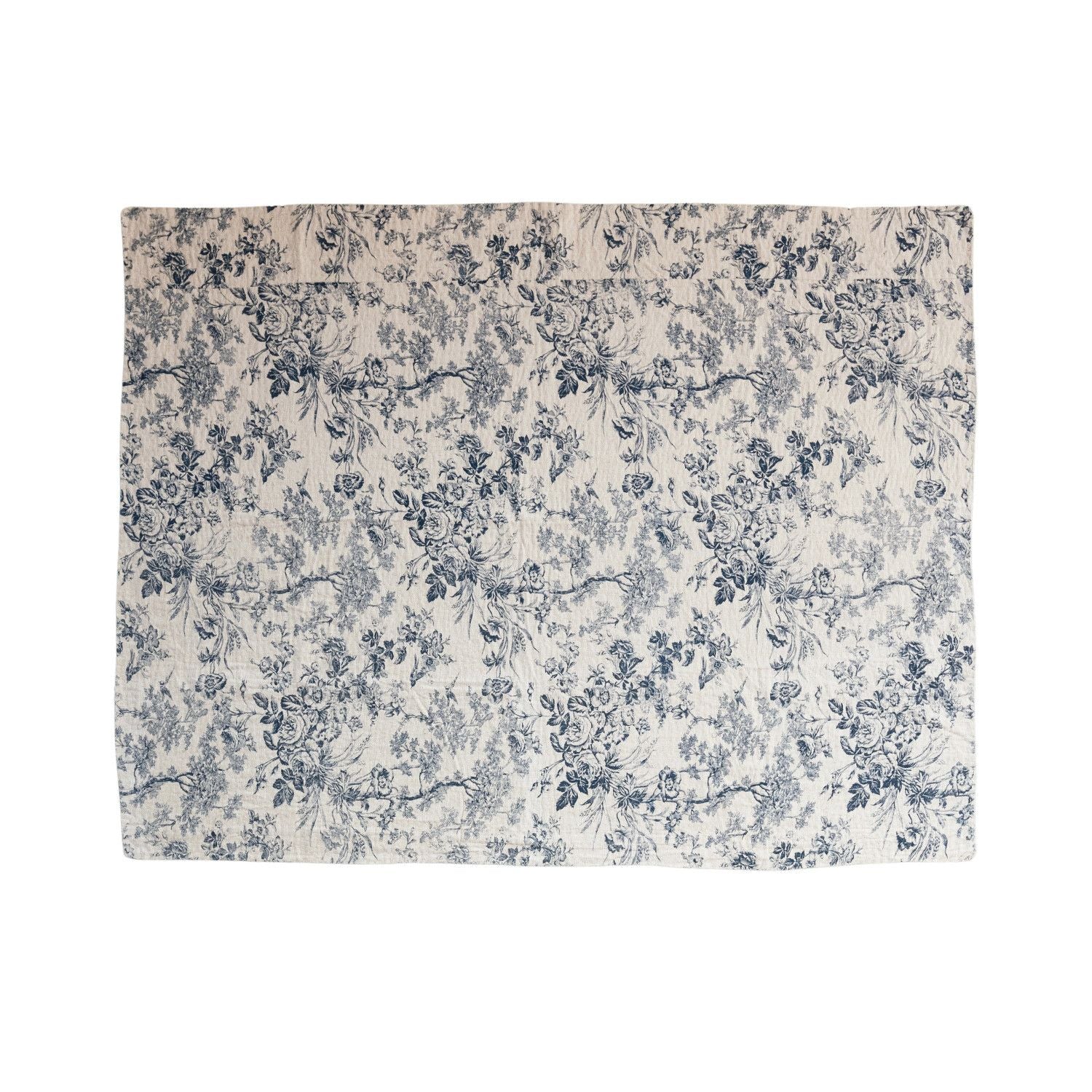 Cotton Printed Throw with Toile Pattern