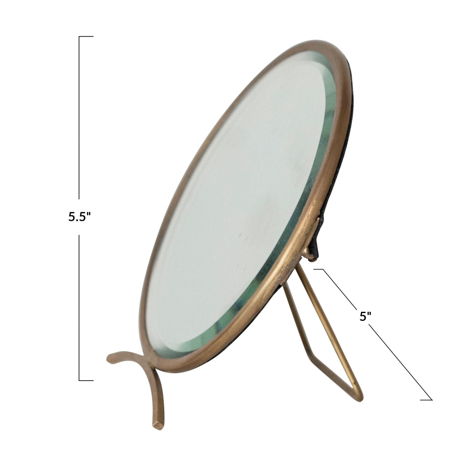 Desk Folding Brass Mirror