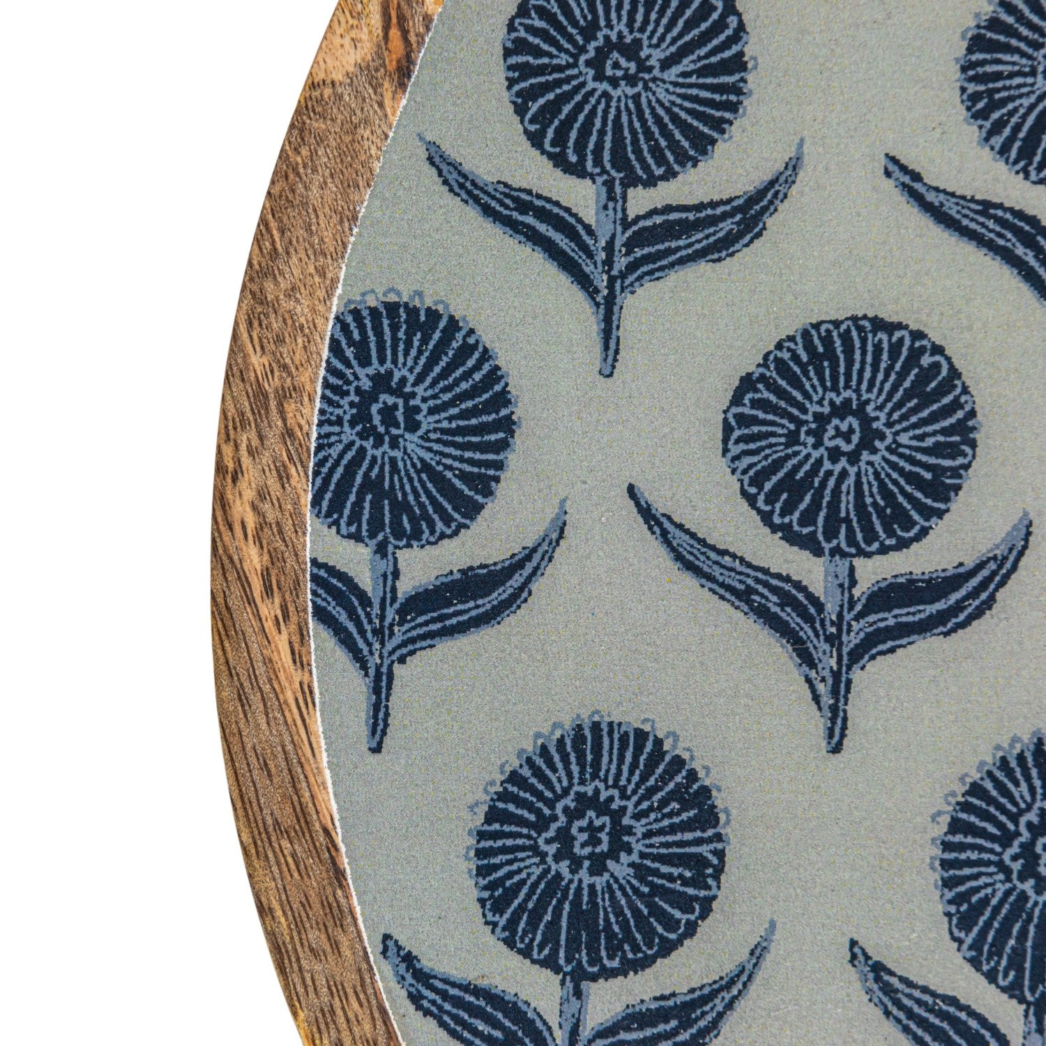 Enameled Mango Wood Trays w/ Floral Pattern