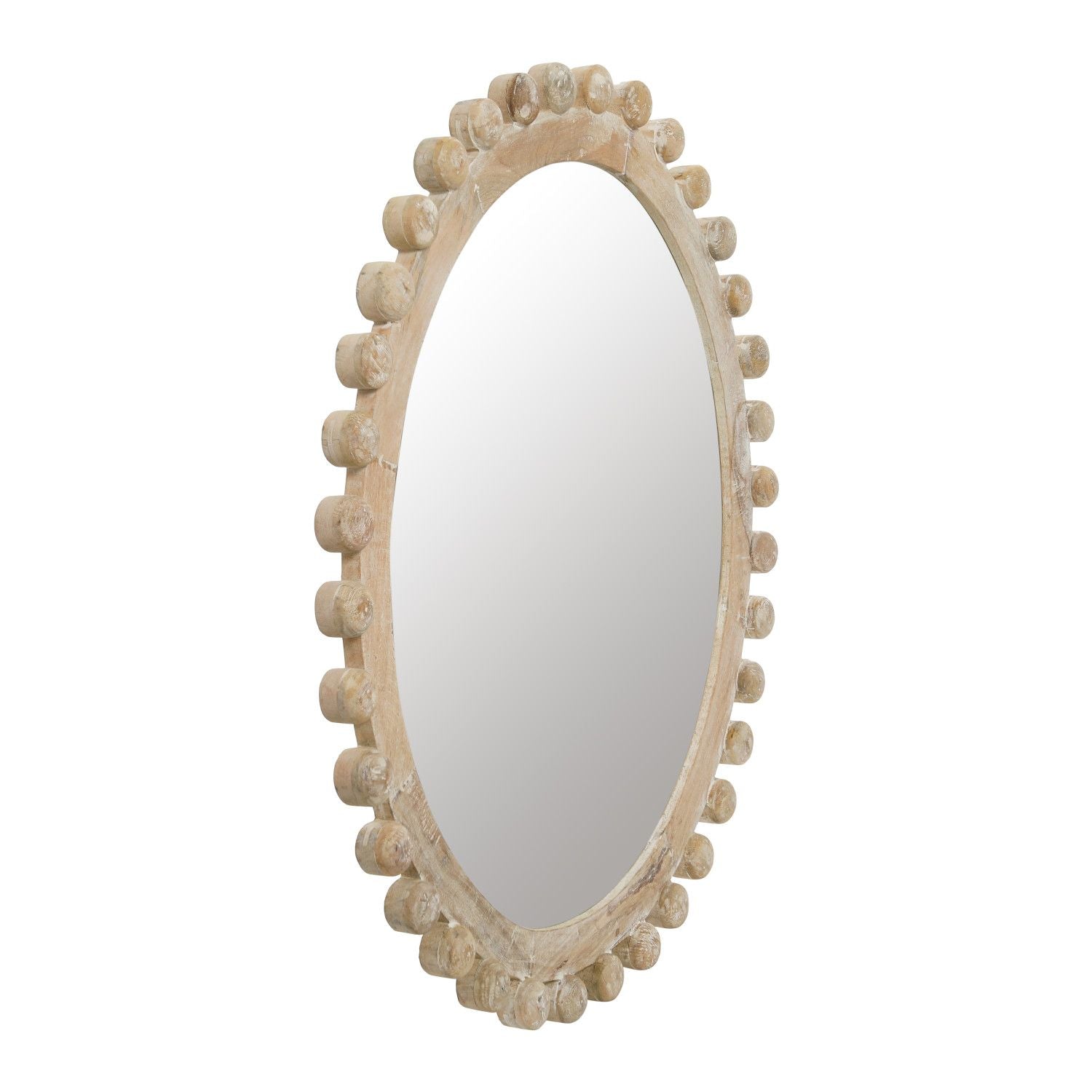 Mango Wood Framed Whitewashed Mirror