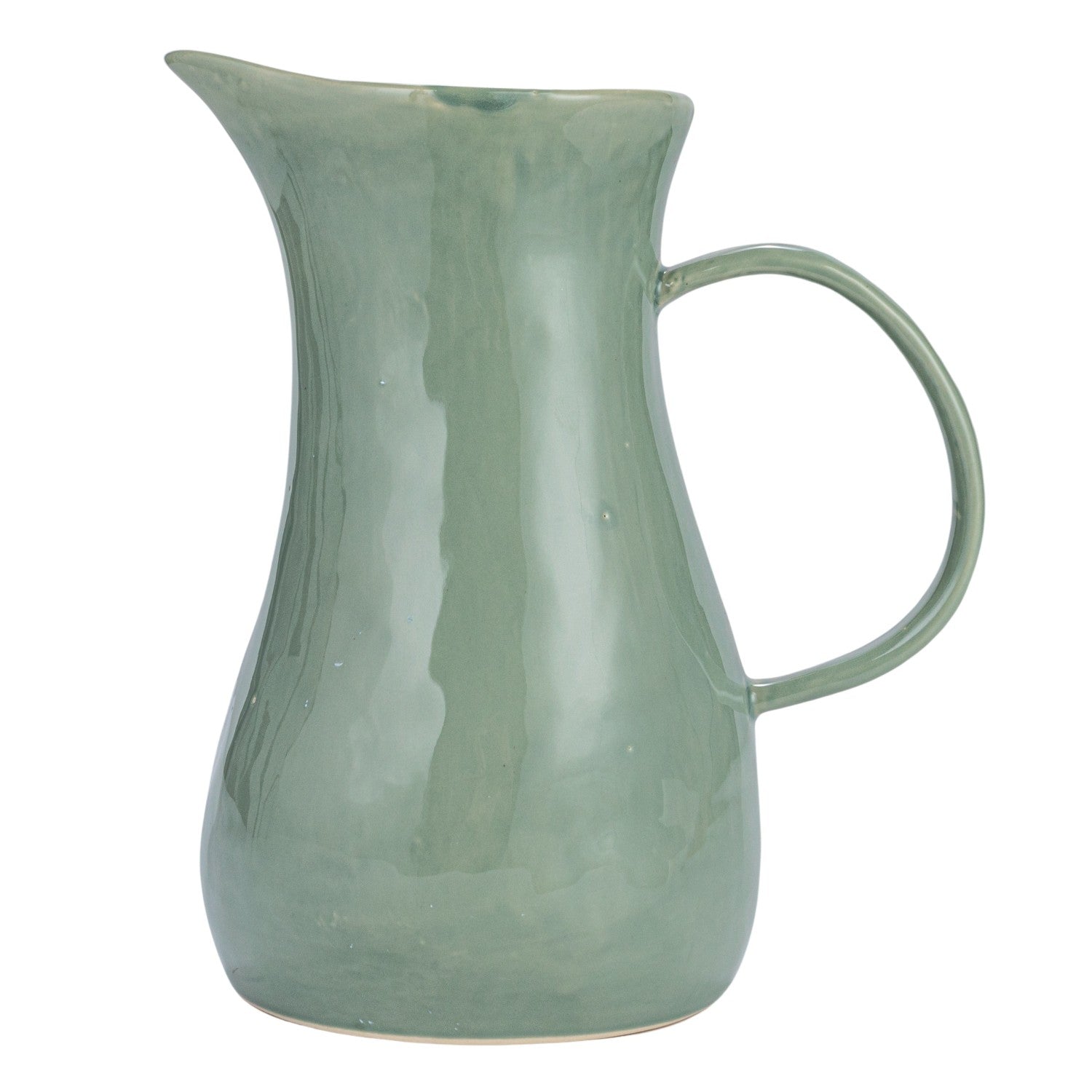 Hand-Painted Stoneware Pitcher w/ Wax Relief Flowers