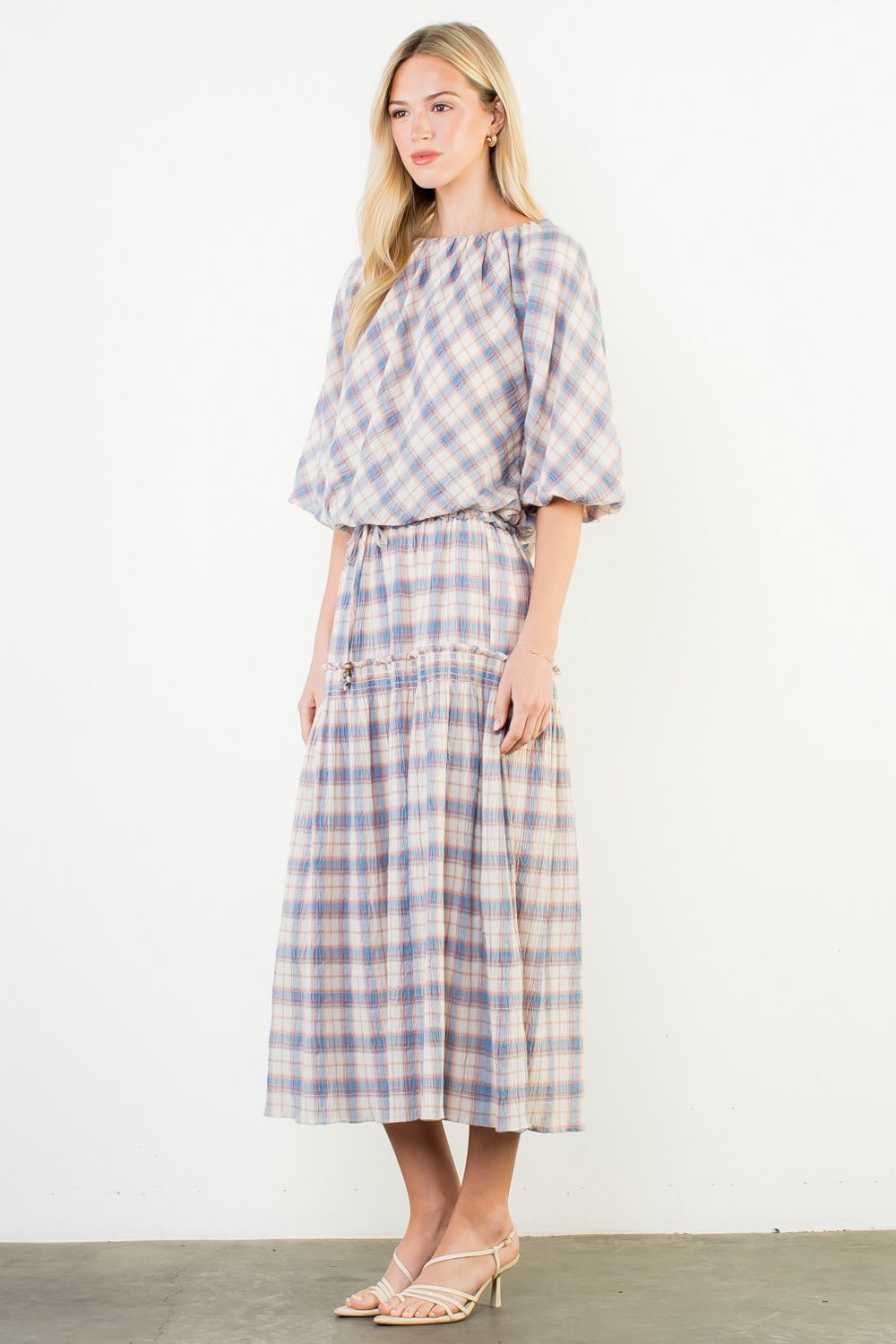 Plaid Bubble Hem Top