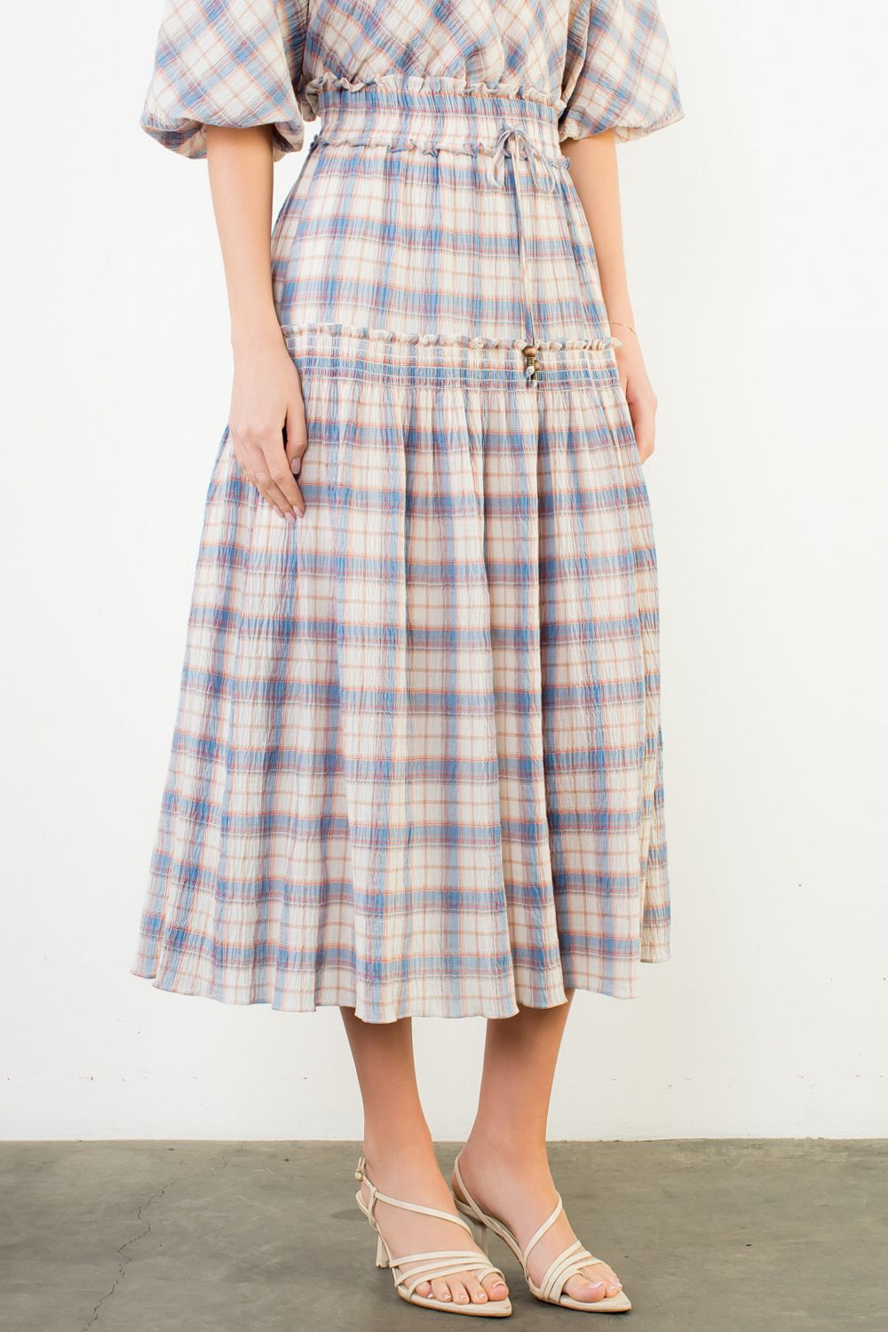 Plaid Tiered Maxi Skirt
