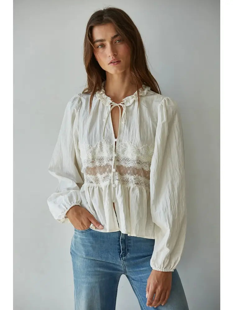 Vintage Bloom Sheer Lace Blouse
