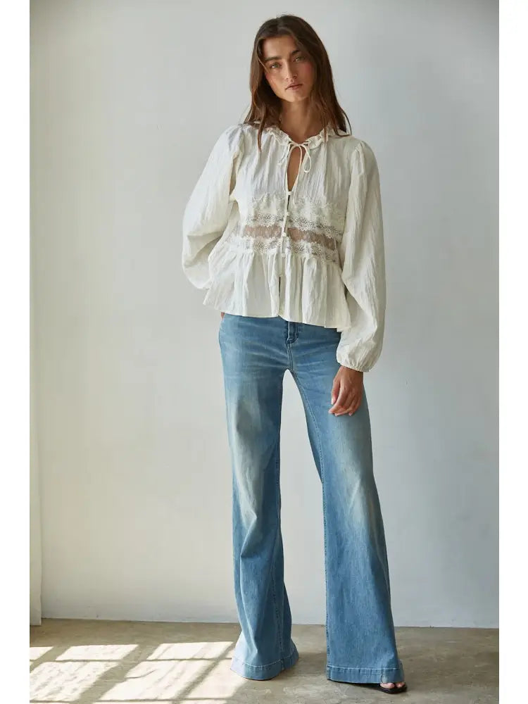 Vintage Bloom Sheer Lace Blouse