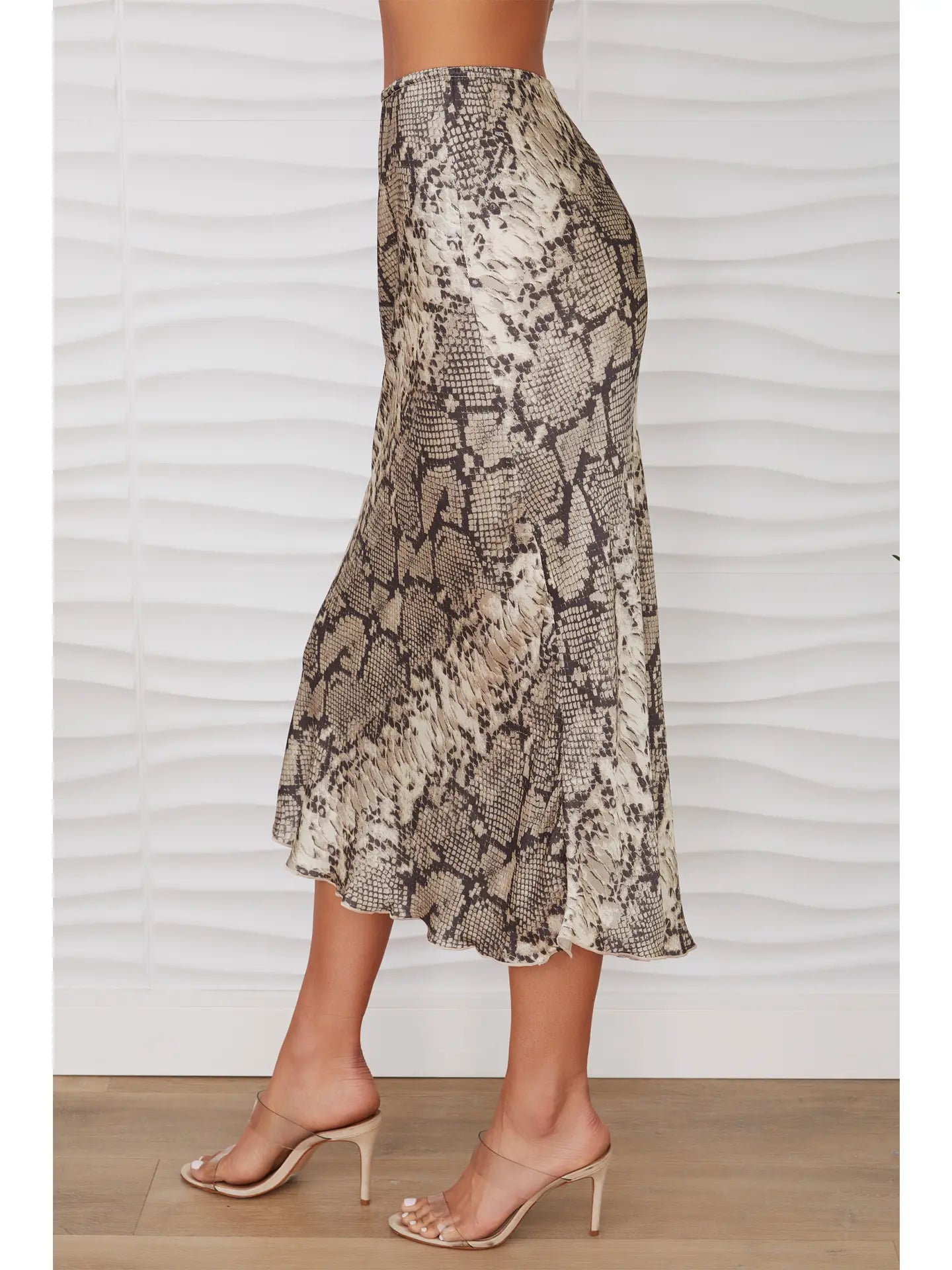Python Print Silky Midi Skirt