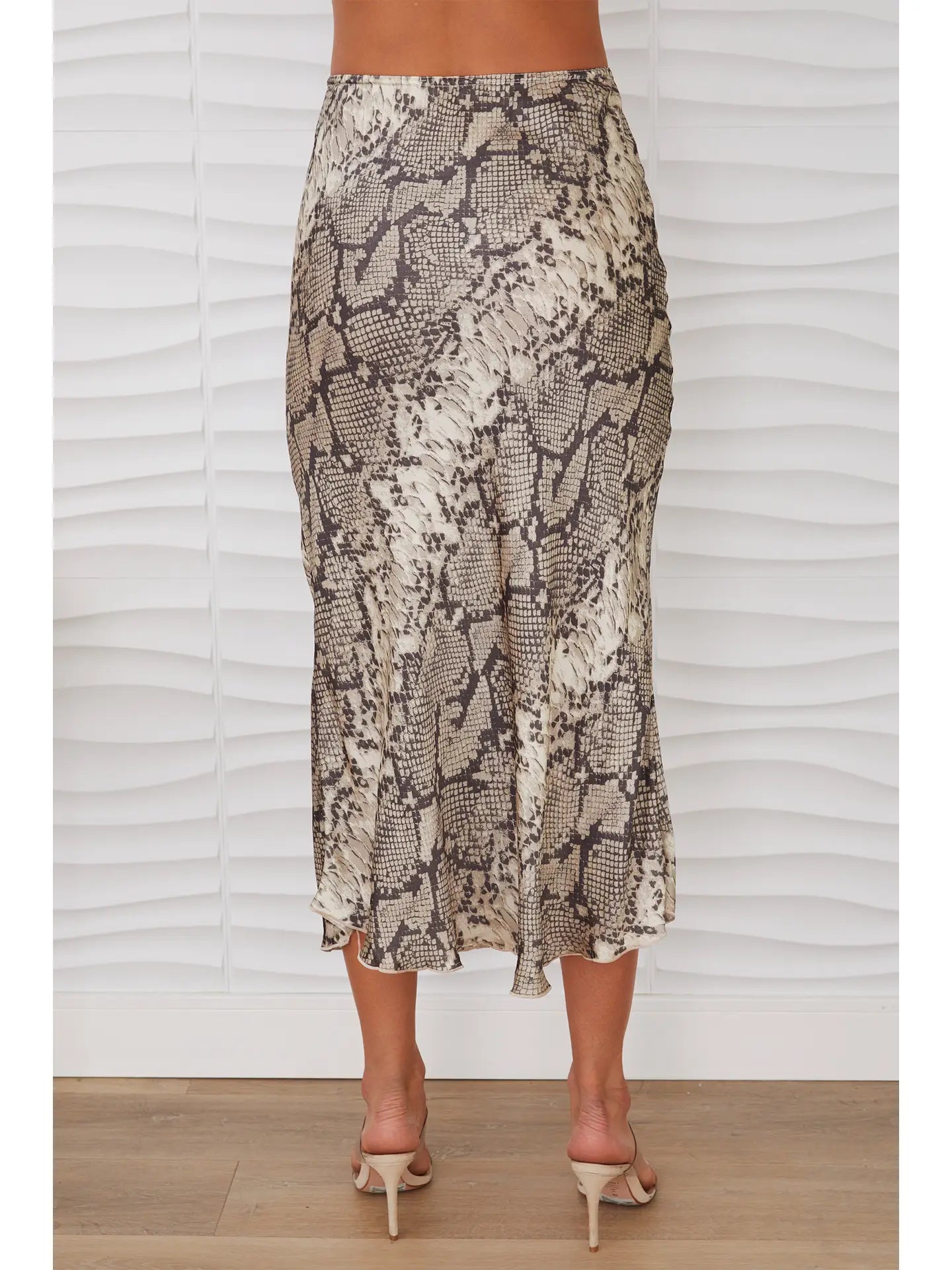 Python Print Silky Midi Skirt