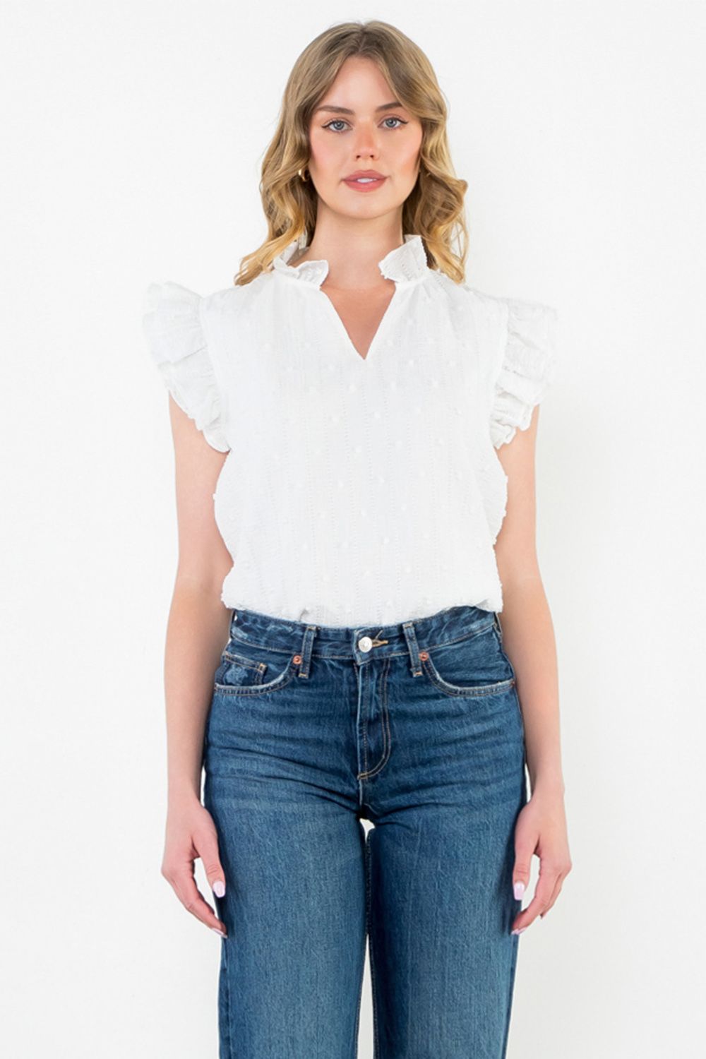 Flutter Sleeve Textured Top