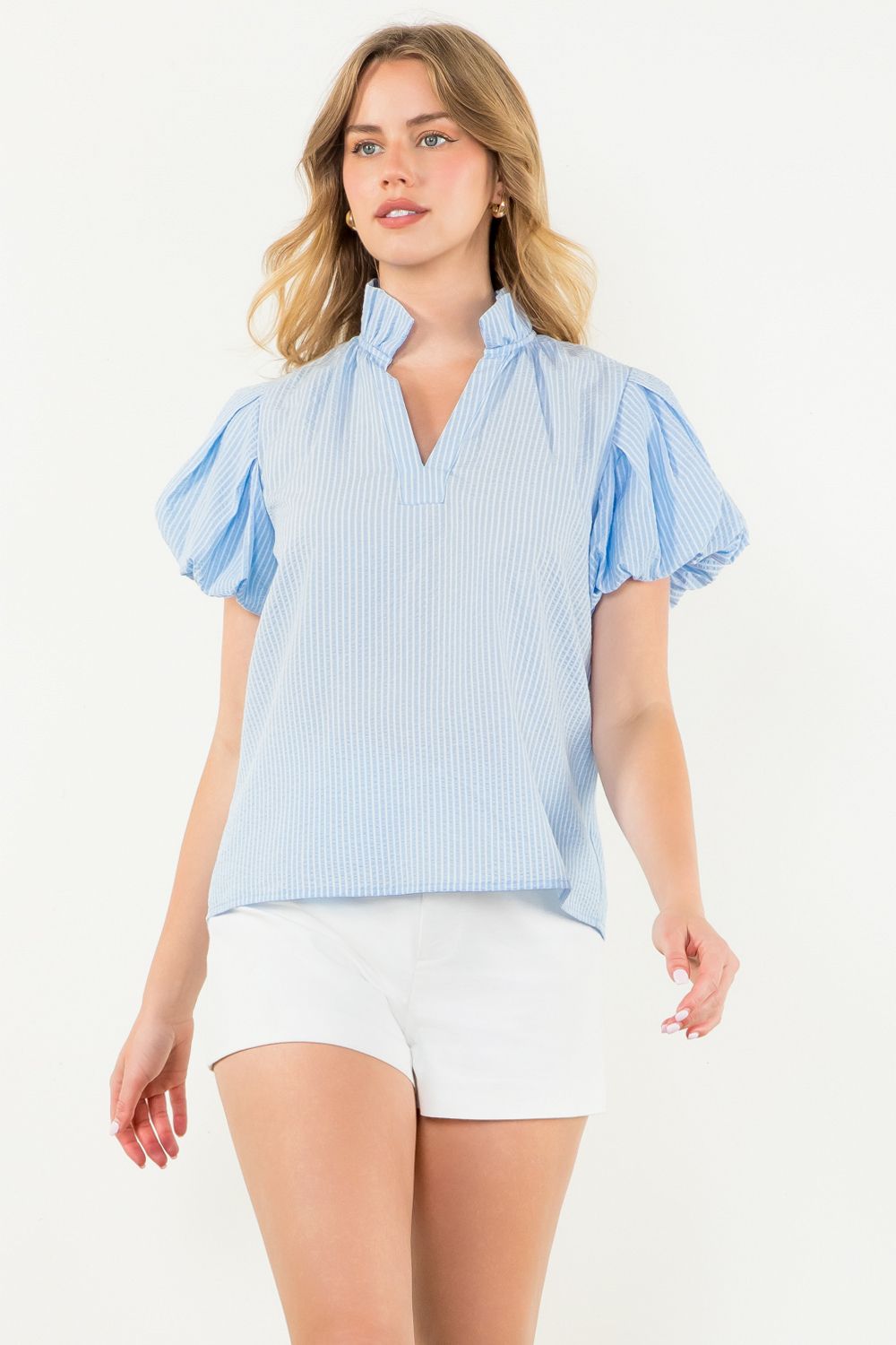 Striped Puff Sleeve Top