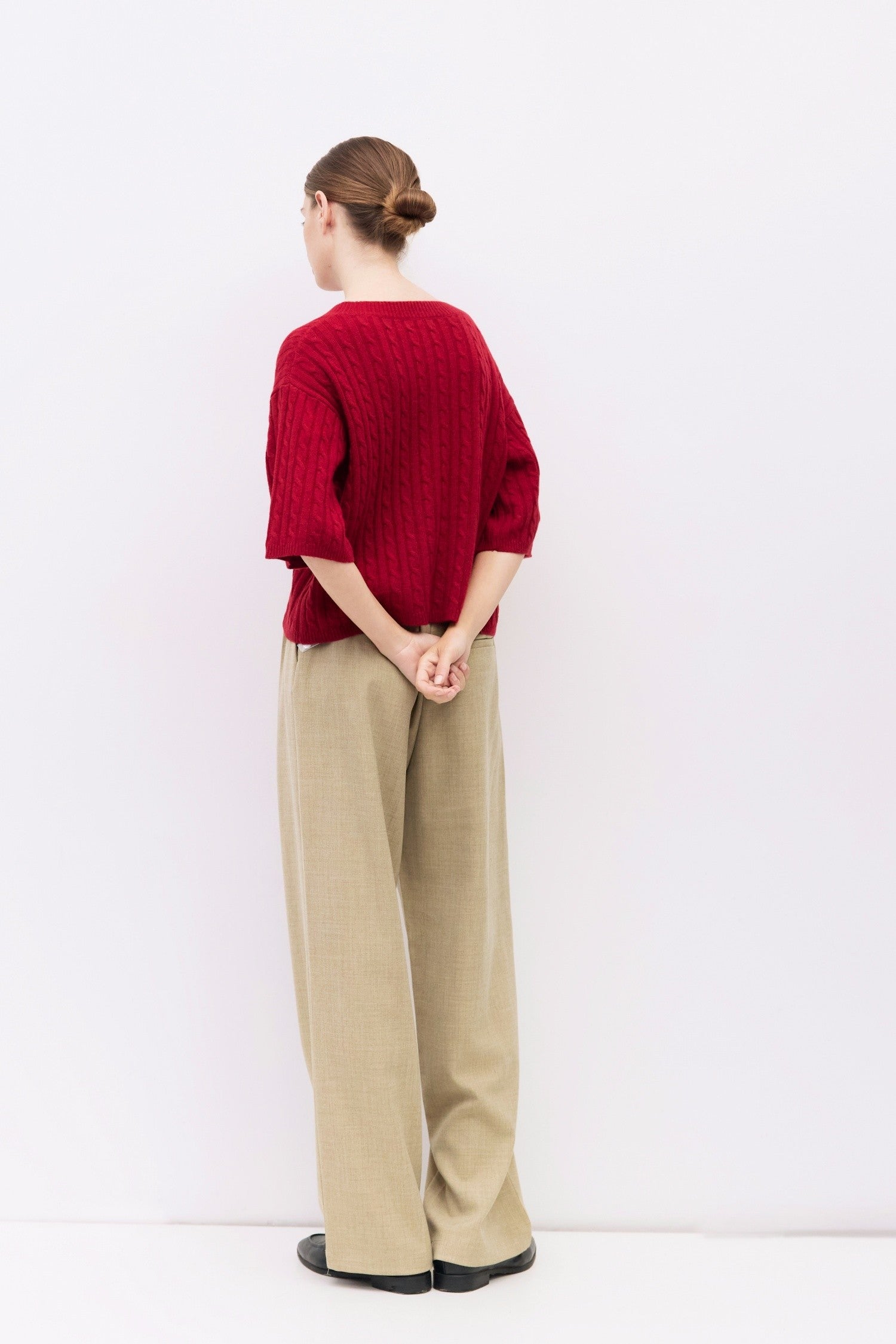 Short Sleeve Cable Knit Sweater