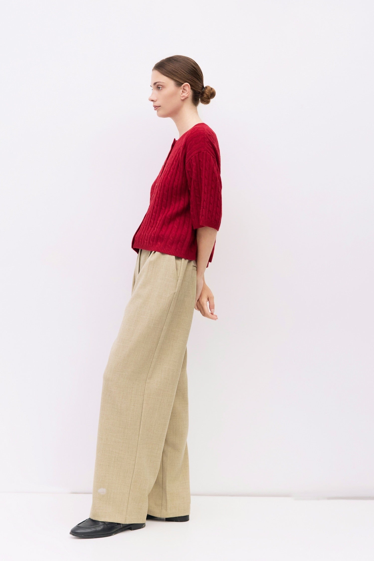 Short Sleeve Cable Knit Sweater