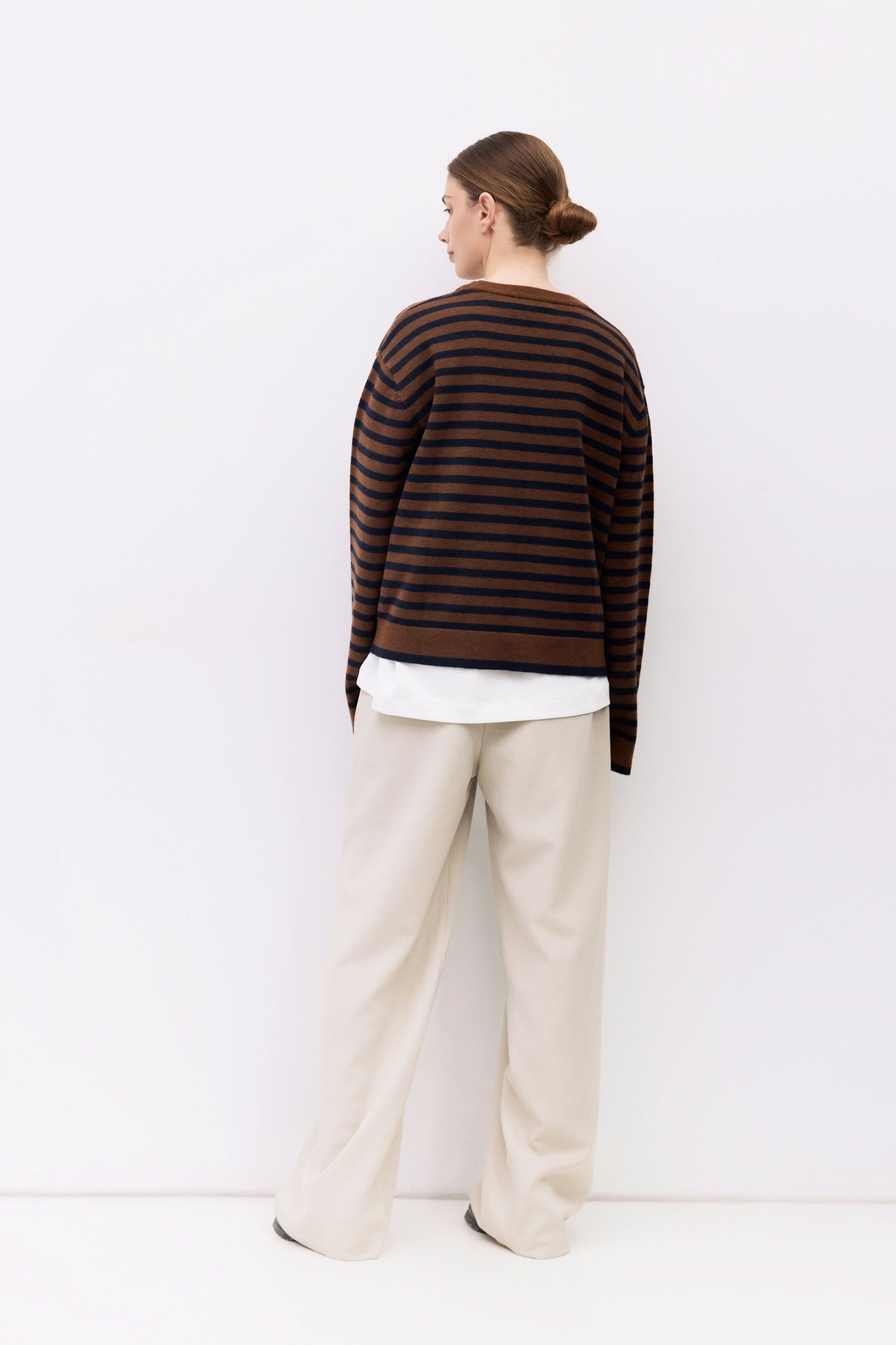 Navy & Brown Striped Pullover Sweater