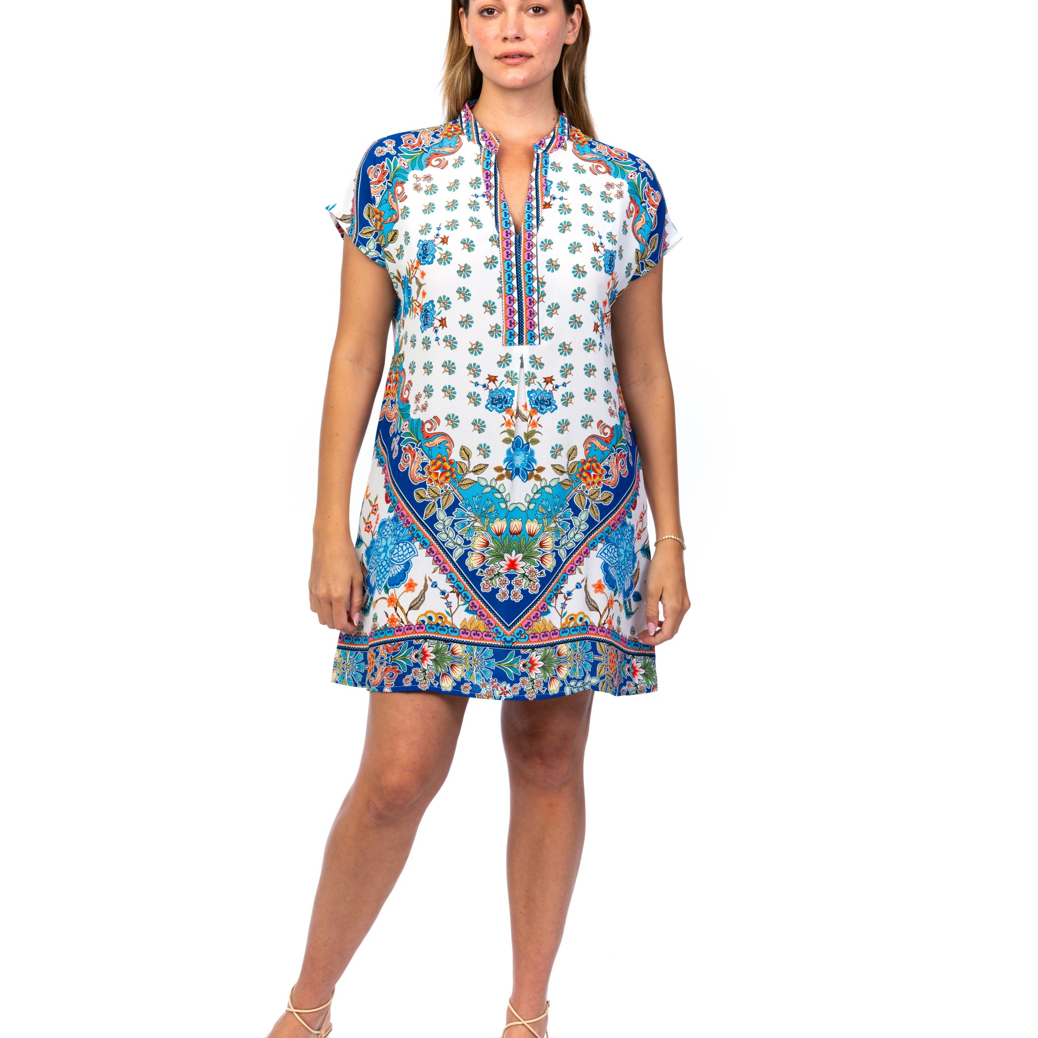 Mosaic Border-Print Tunic Dress