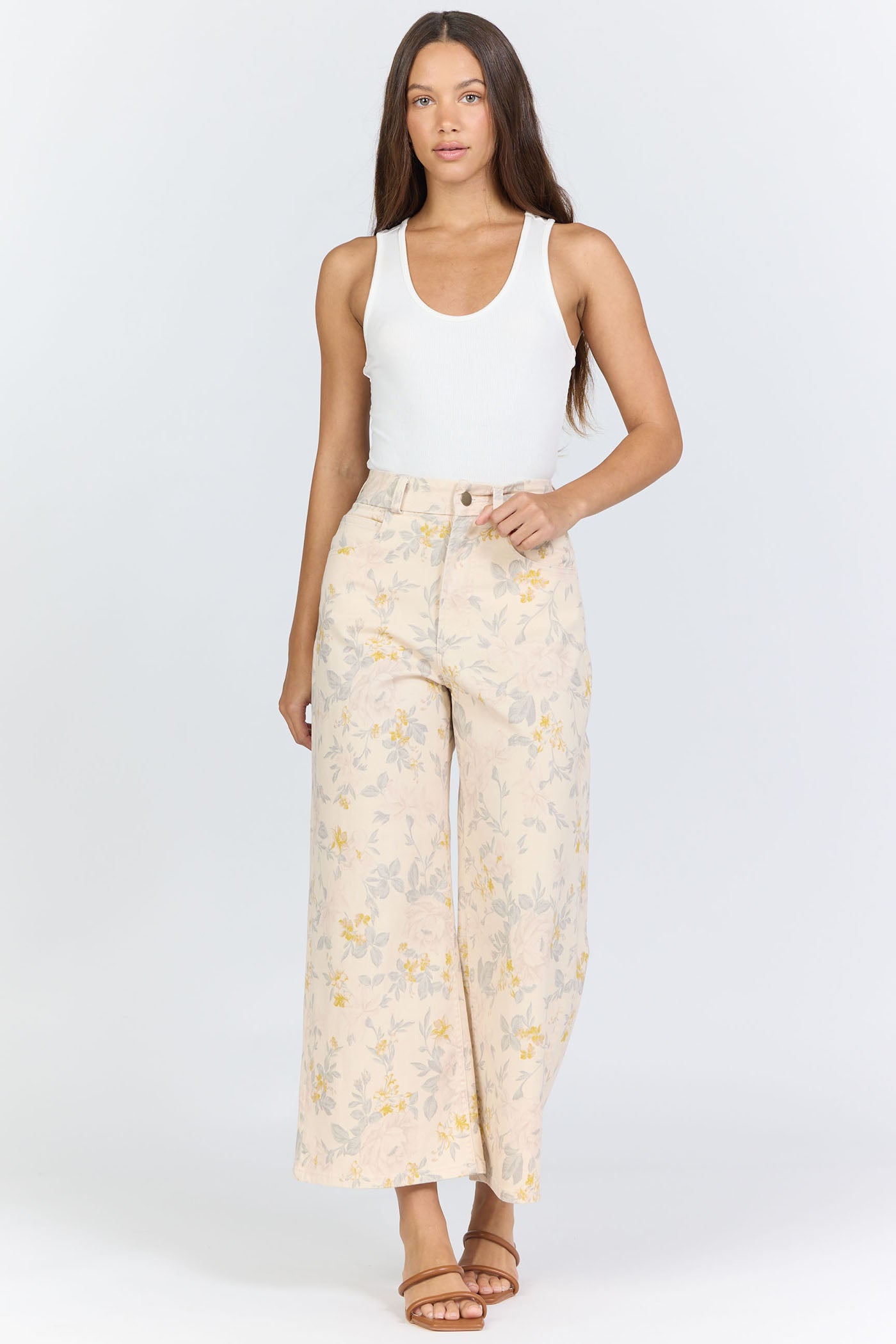 Vintage Floral High-Rise Wide-Leg Crop | Dear John Audrey