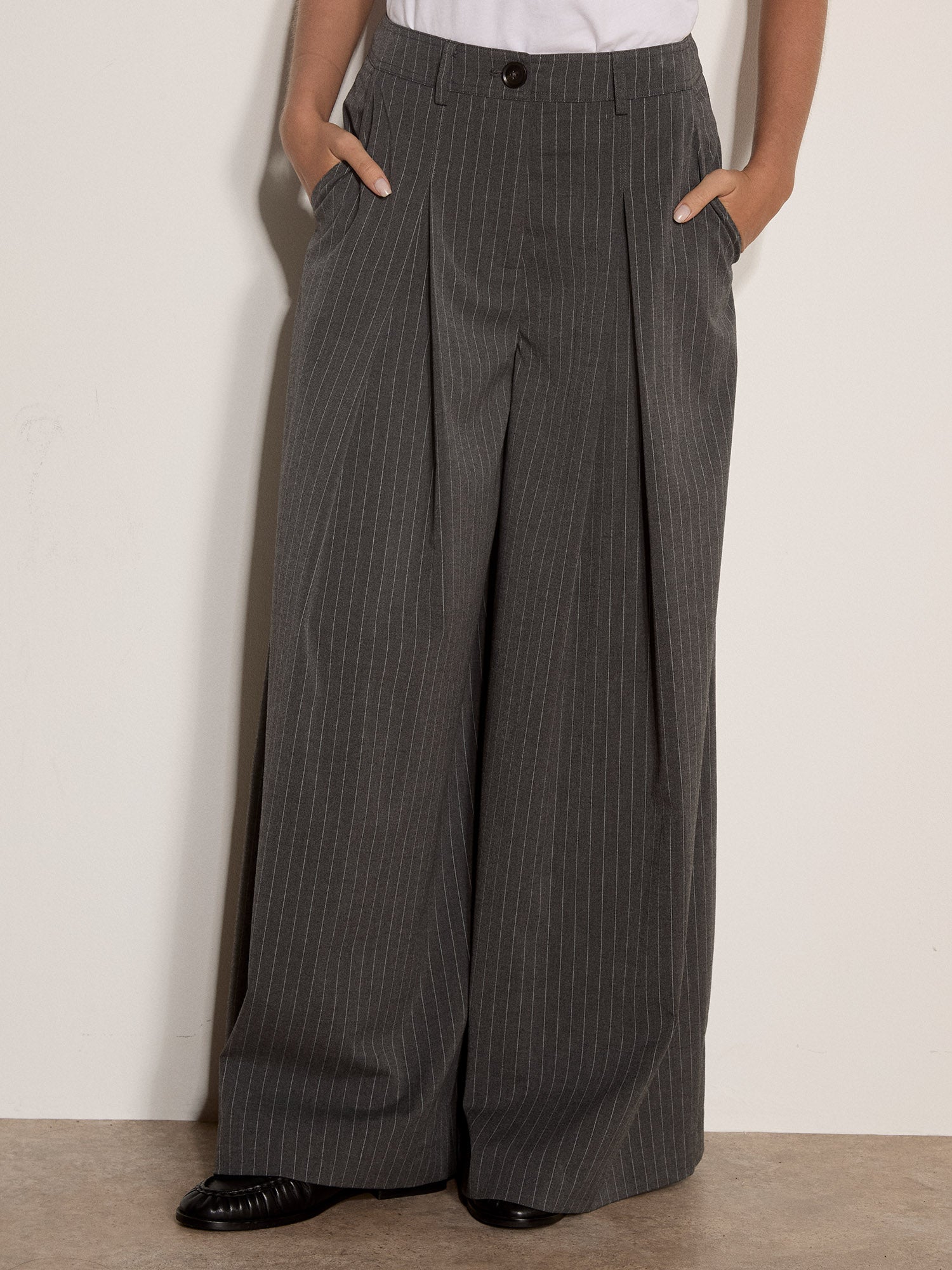 Pleated Pinstripe Trouser