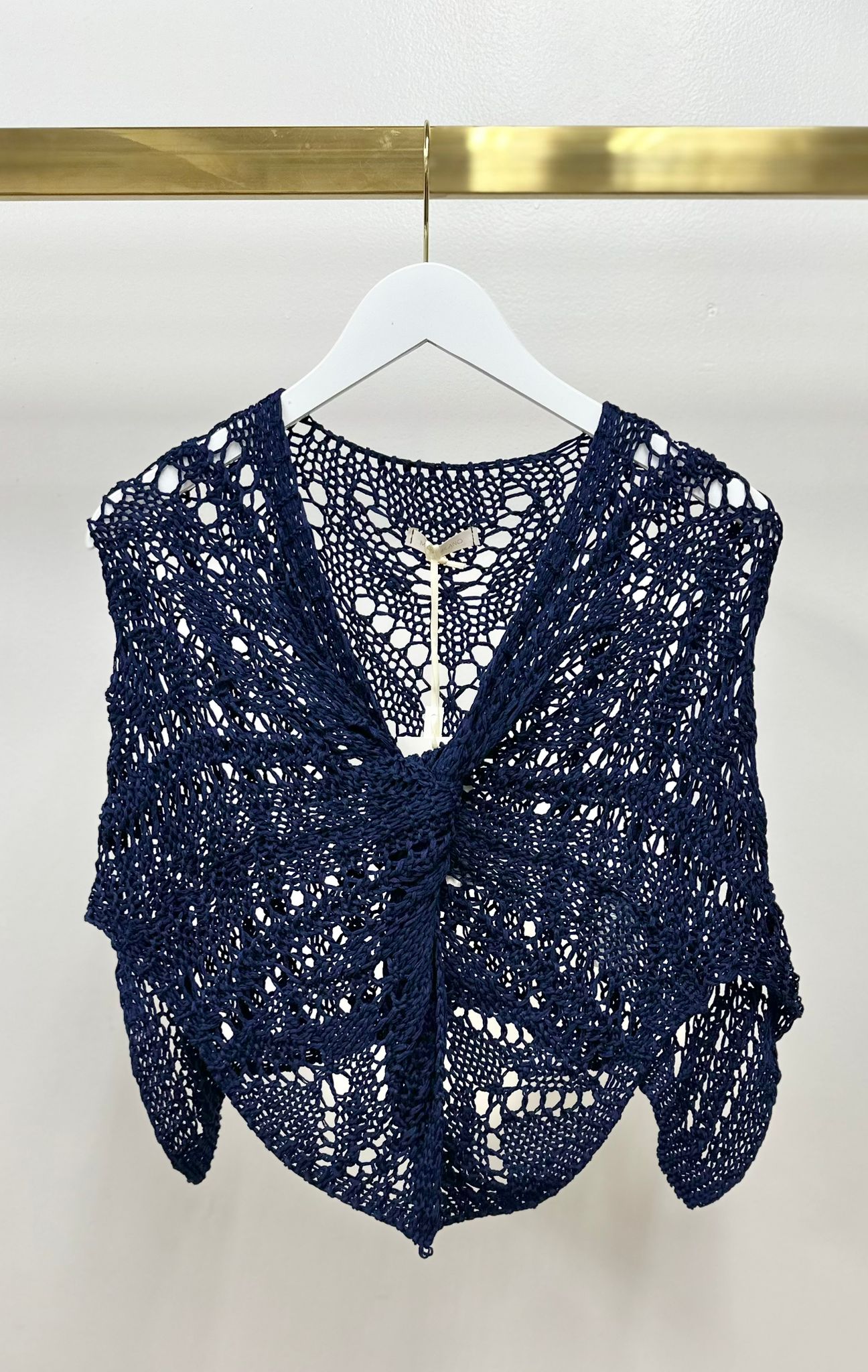 Crochet Knit Front Twist Poncho