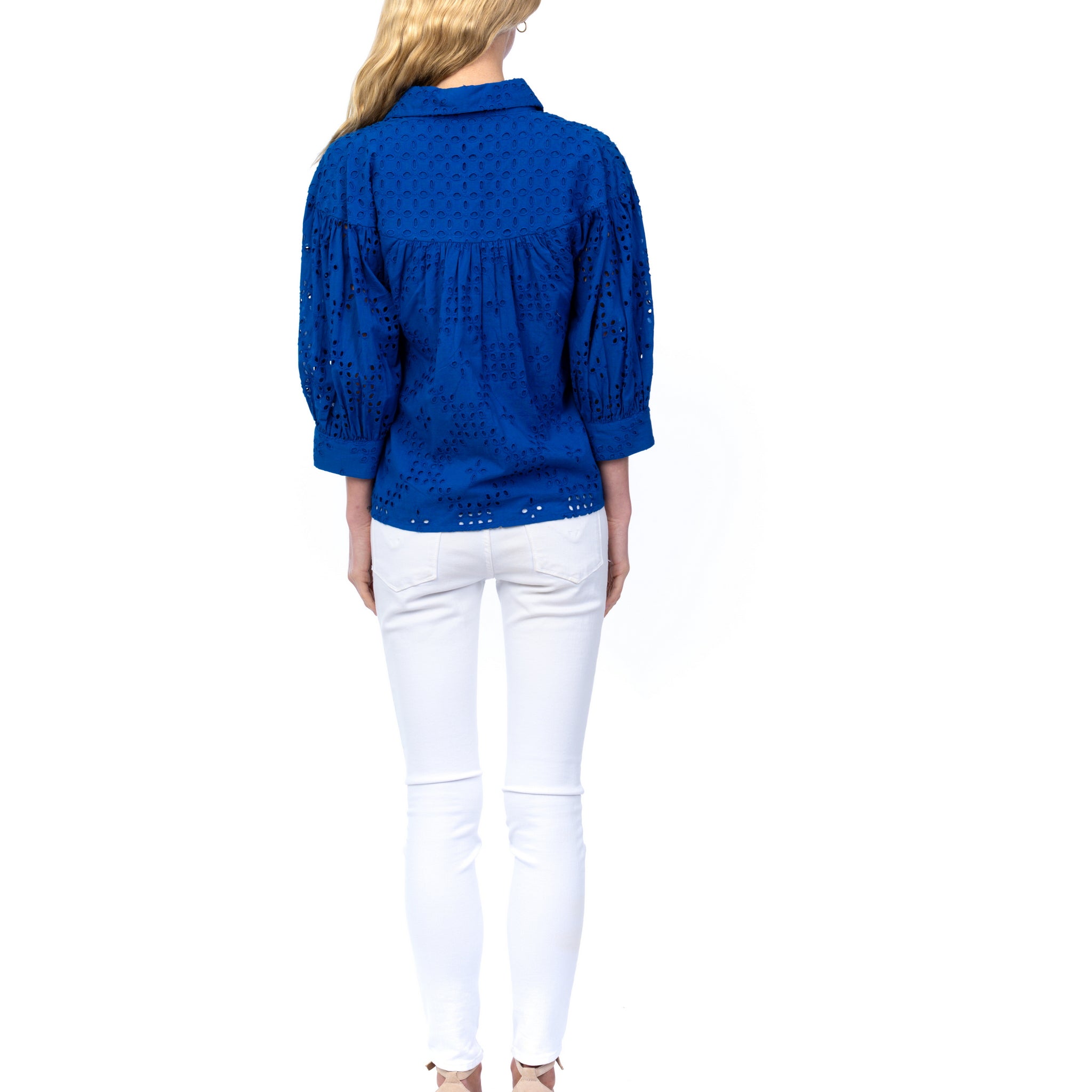 Cobalt Eyelet Button Down
