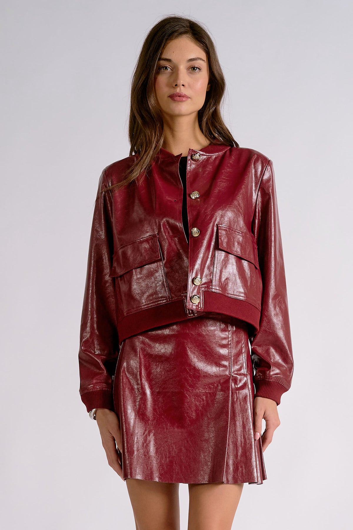 Red Leather Bomber Jacket