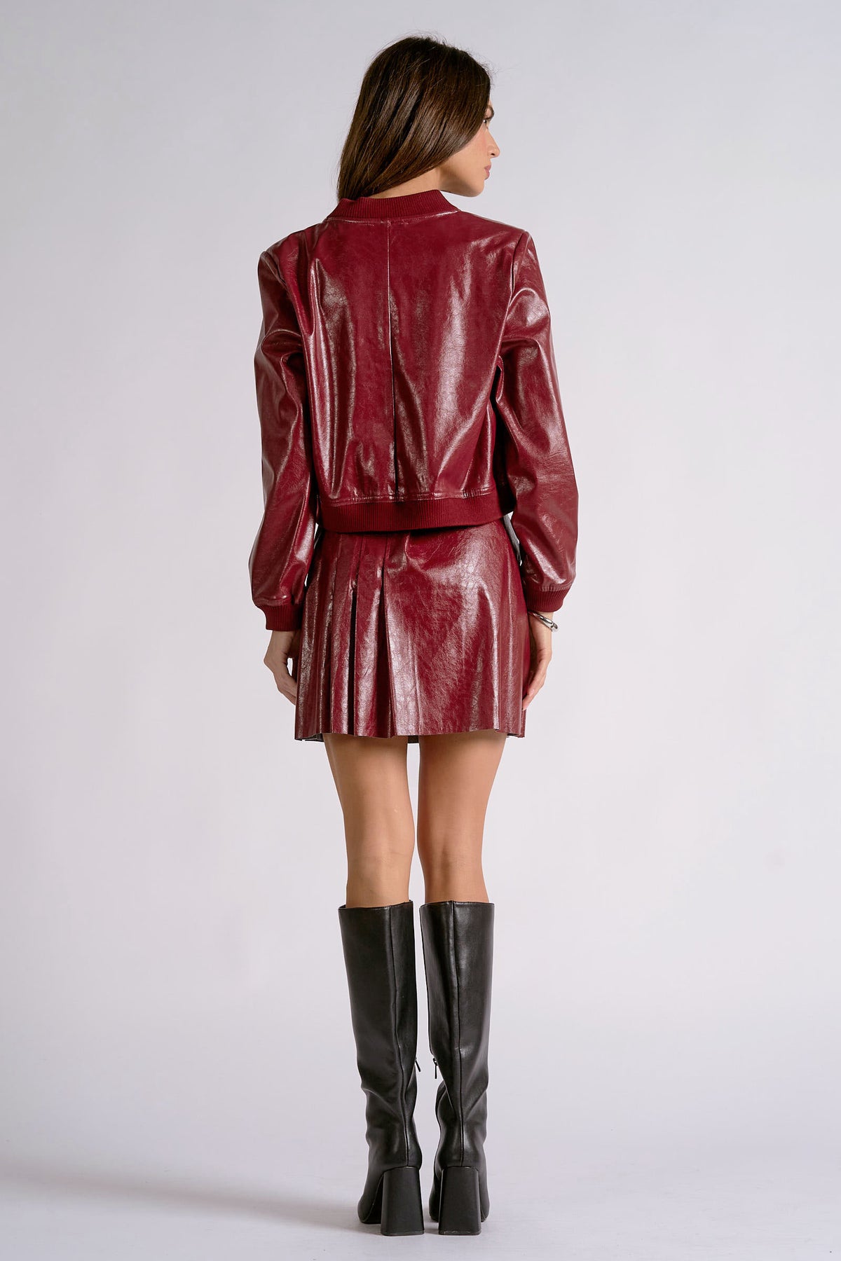 Red Leather Bomber Jacket