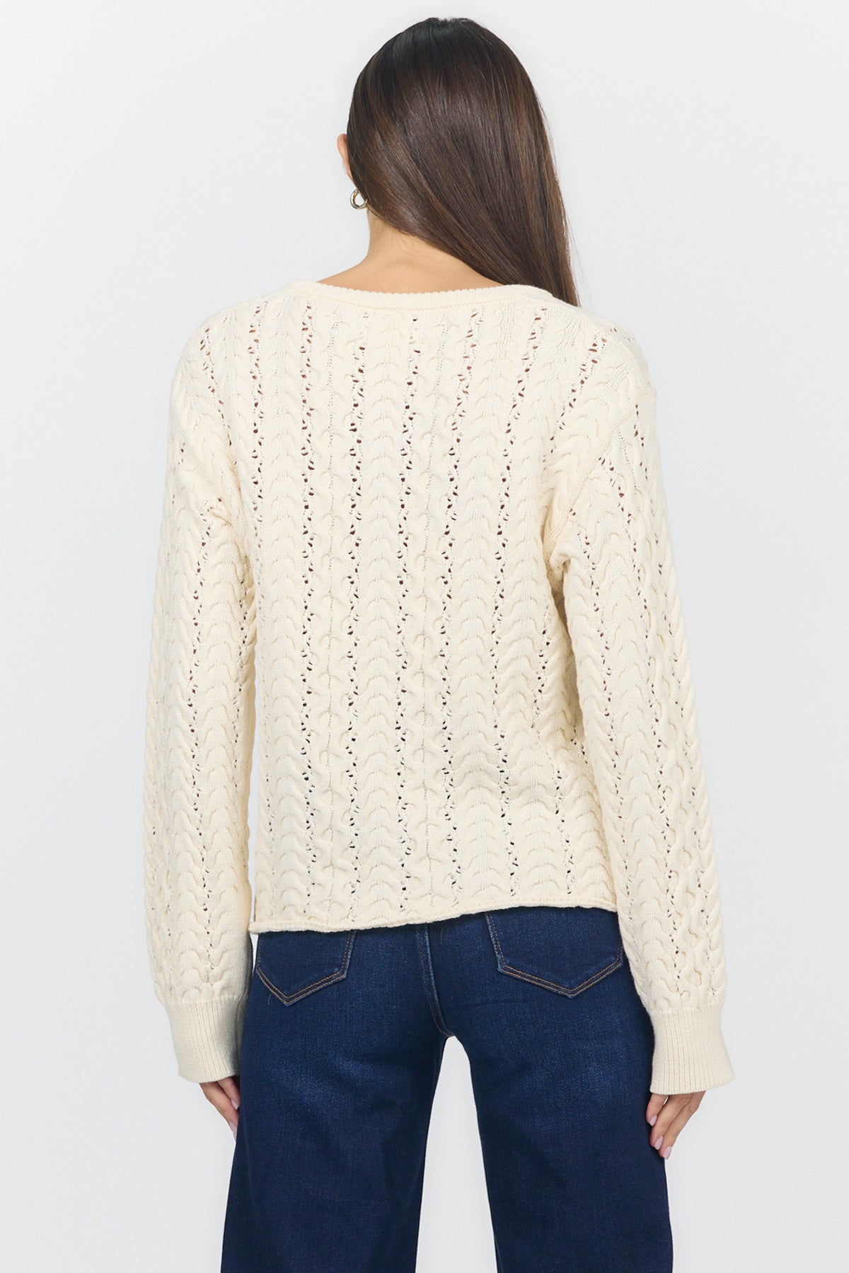 Cable Knit V-Neck Sweater | Dear John Dreya