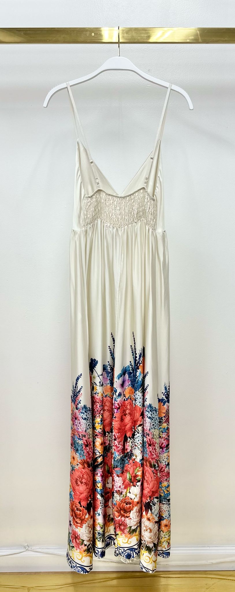 Botanical Wallflower V-Neck Smocked Maxi Dress