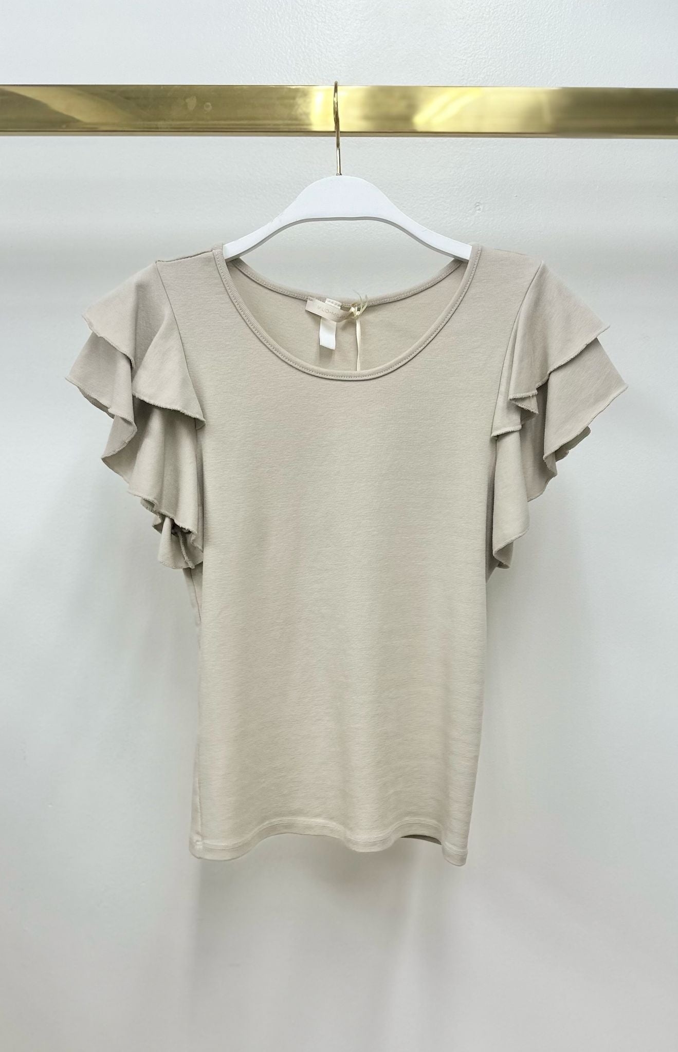 Ruffle Short Sleeve Crew Neck Top