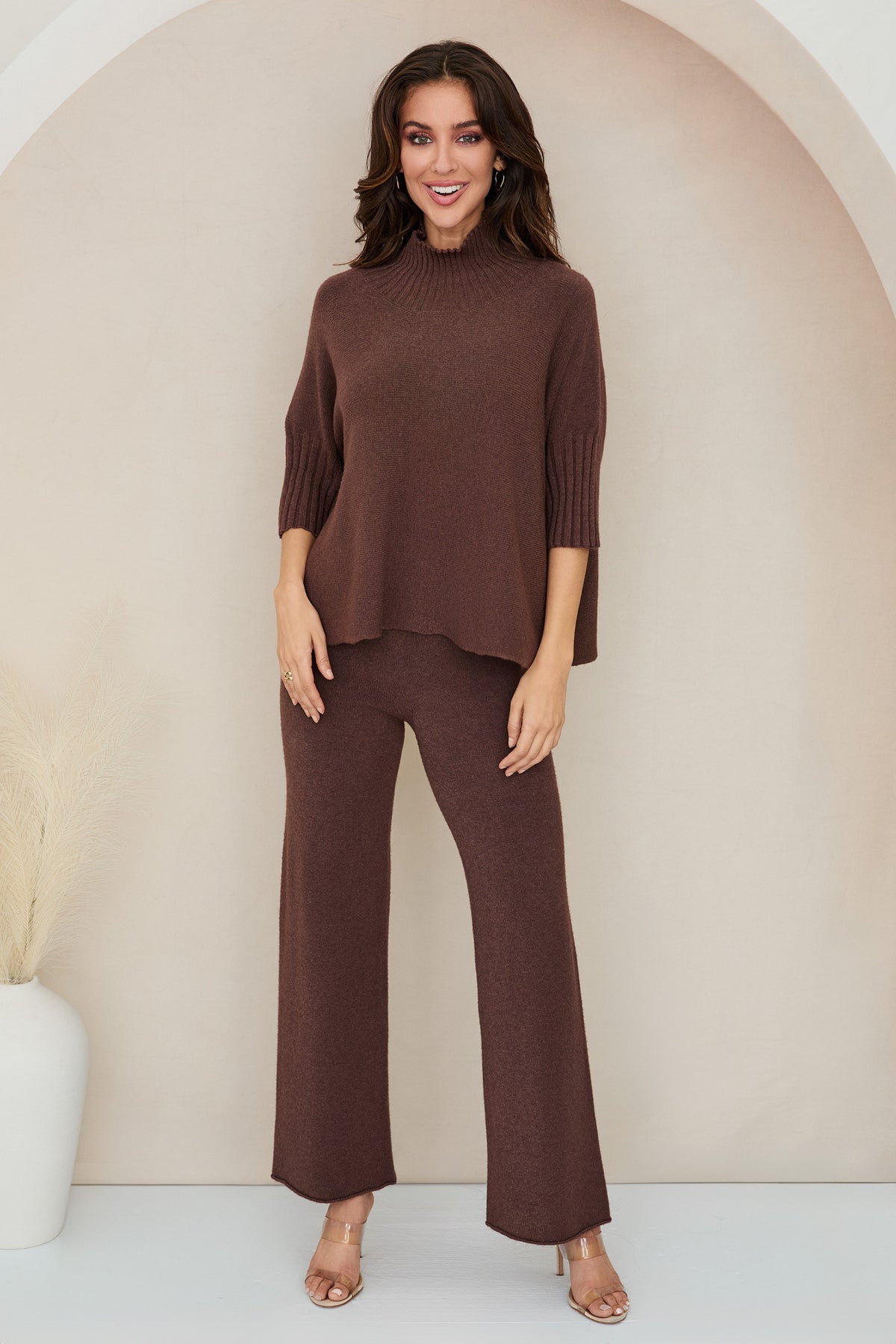 Italian Mock Neck Sweater Knit Top