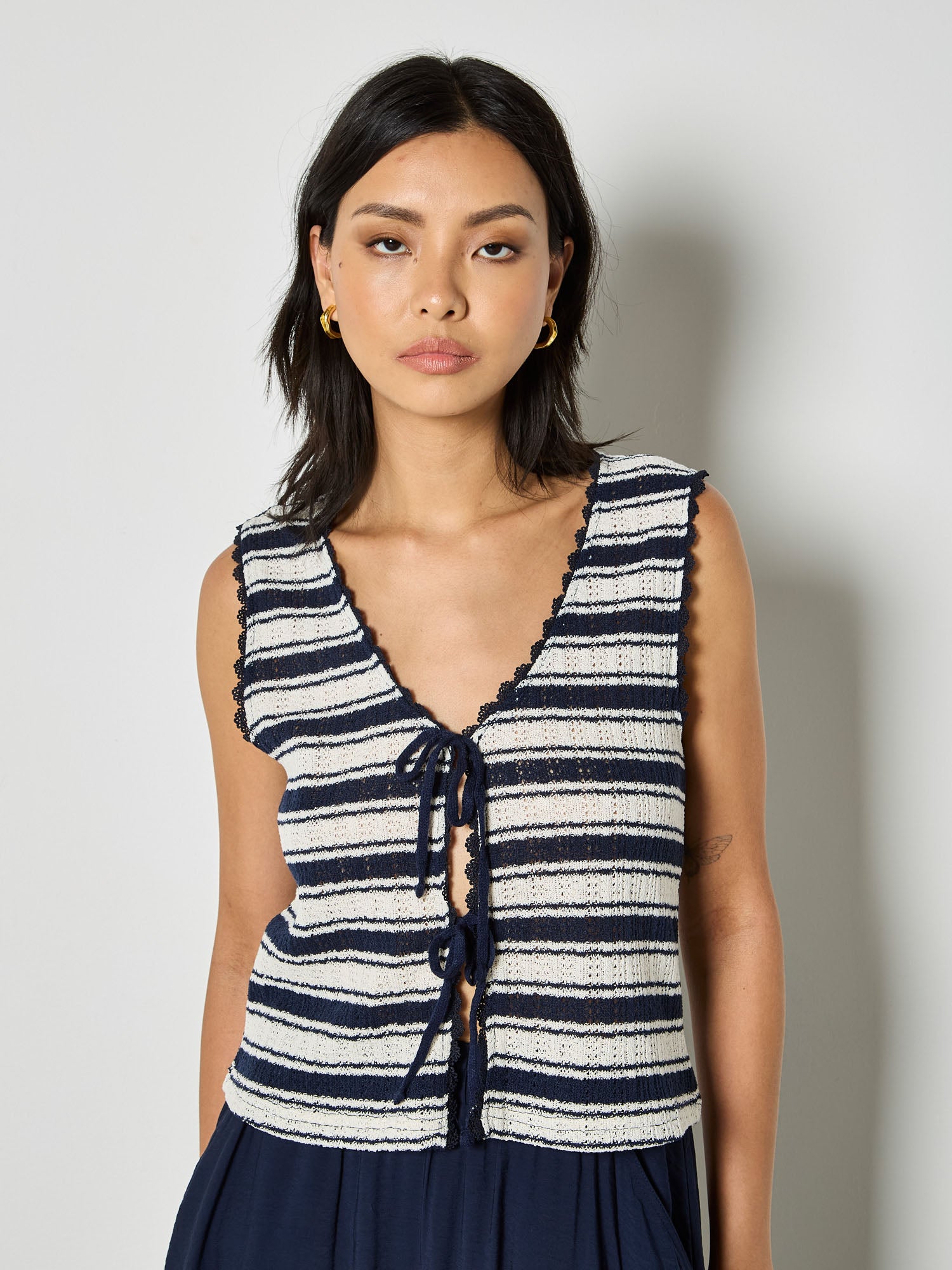 Nautical Knit Tie-Front Vest