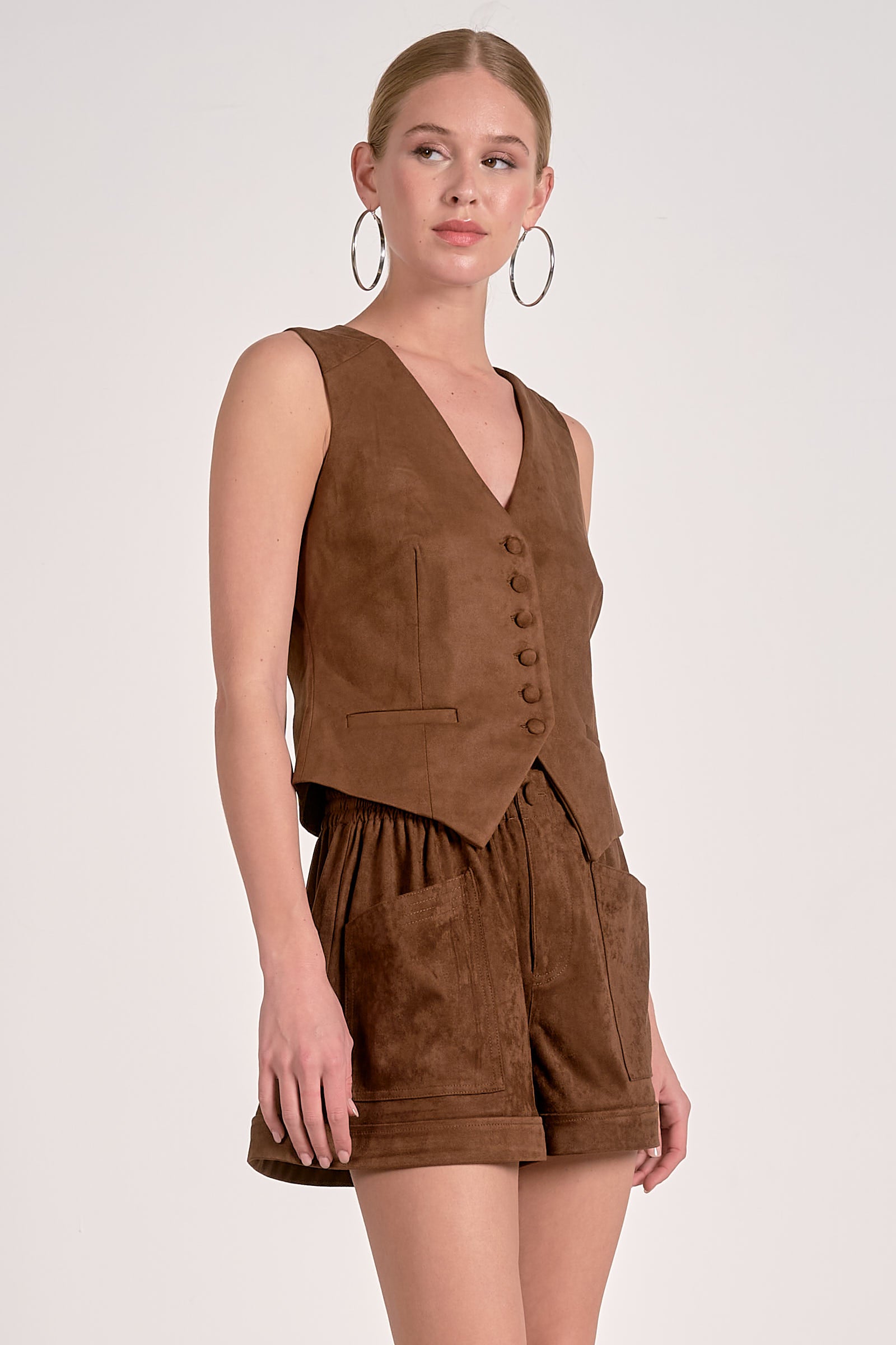 Chocolate Suede Sleeveless Vest