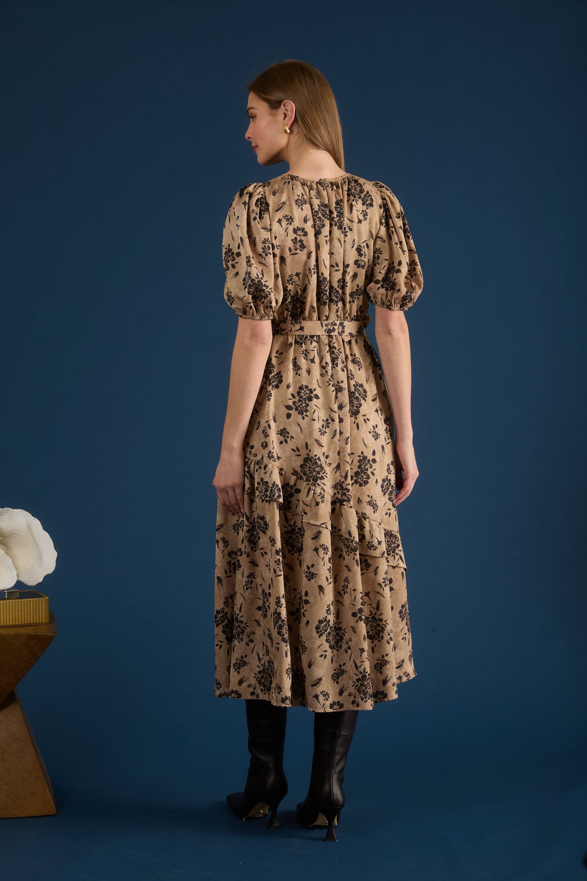 Autumn Blossom Tiered Midi Dress