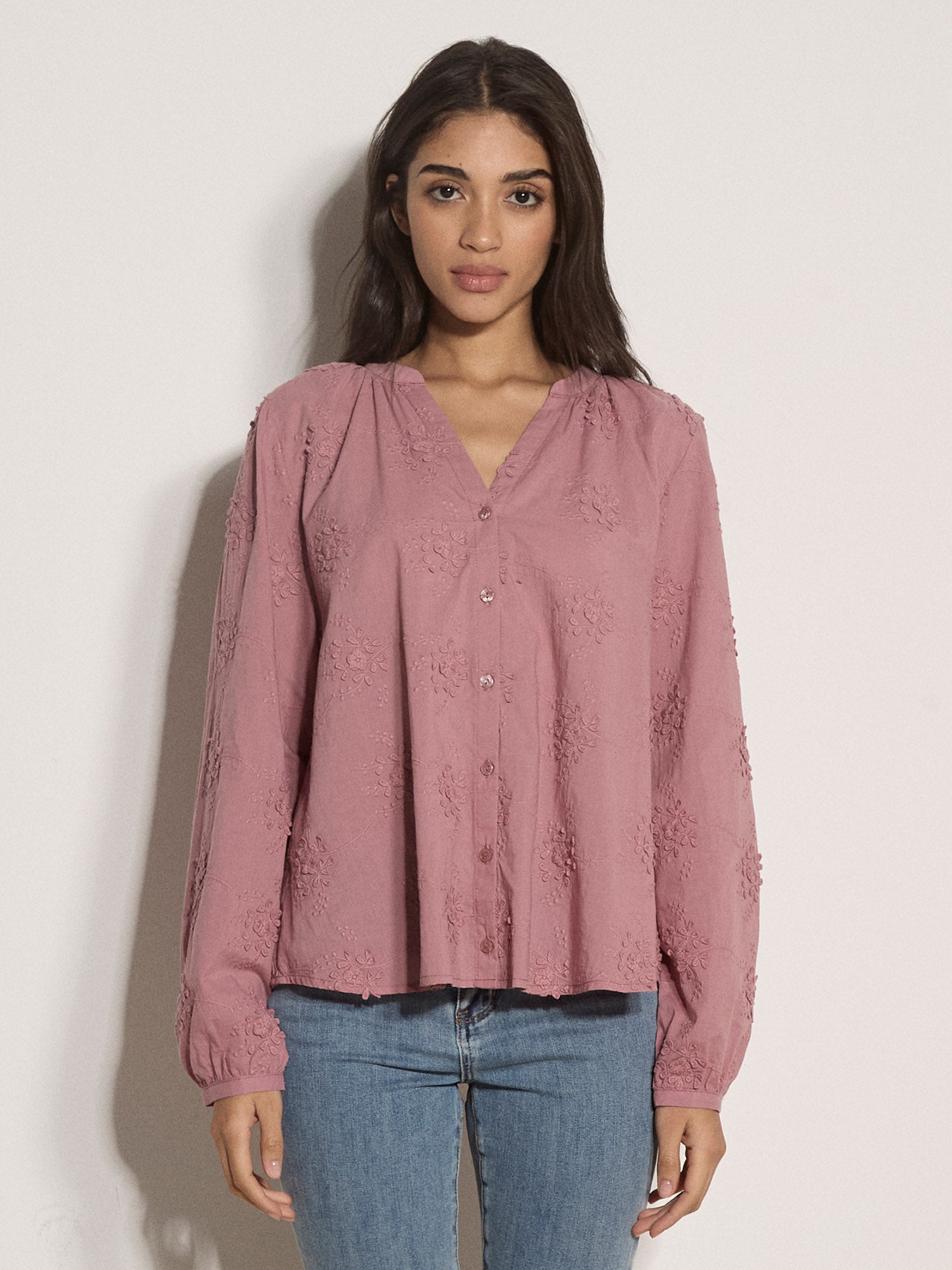 Broderie Anglaise V-Neck Top