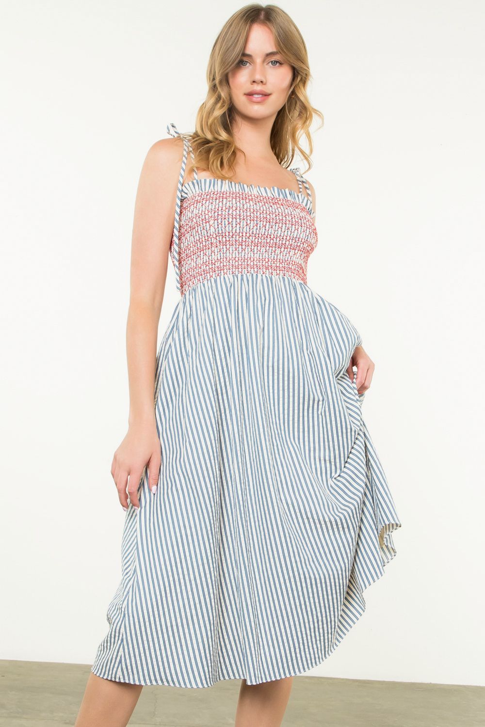 Tie Strap Striped Dress