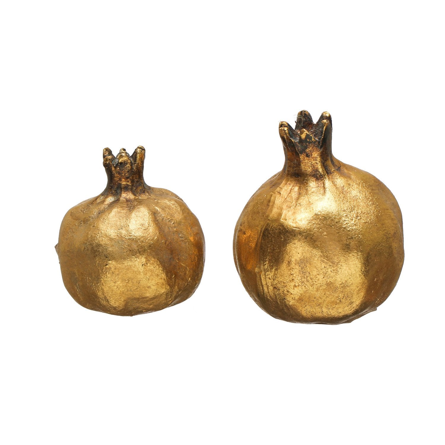 3-1/4"H - 4-1/2"H Resin Pomegranate, Antique Gold Finish, 2 Styles