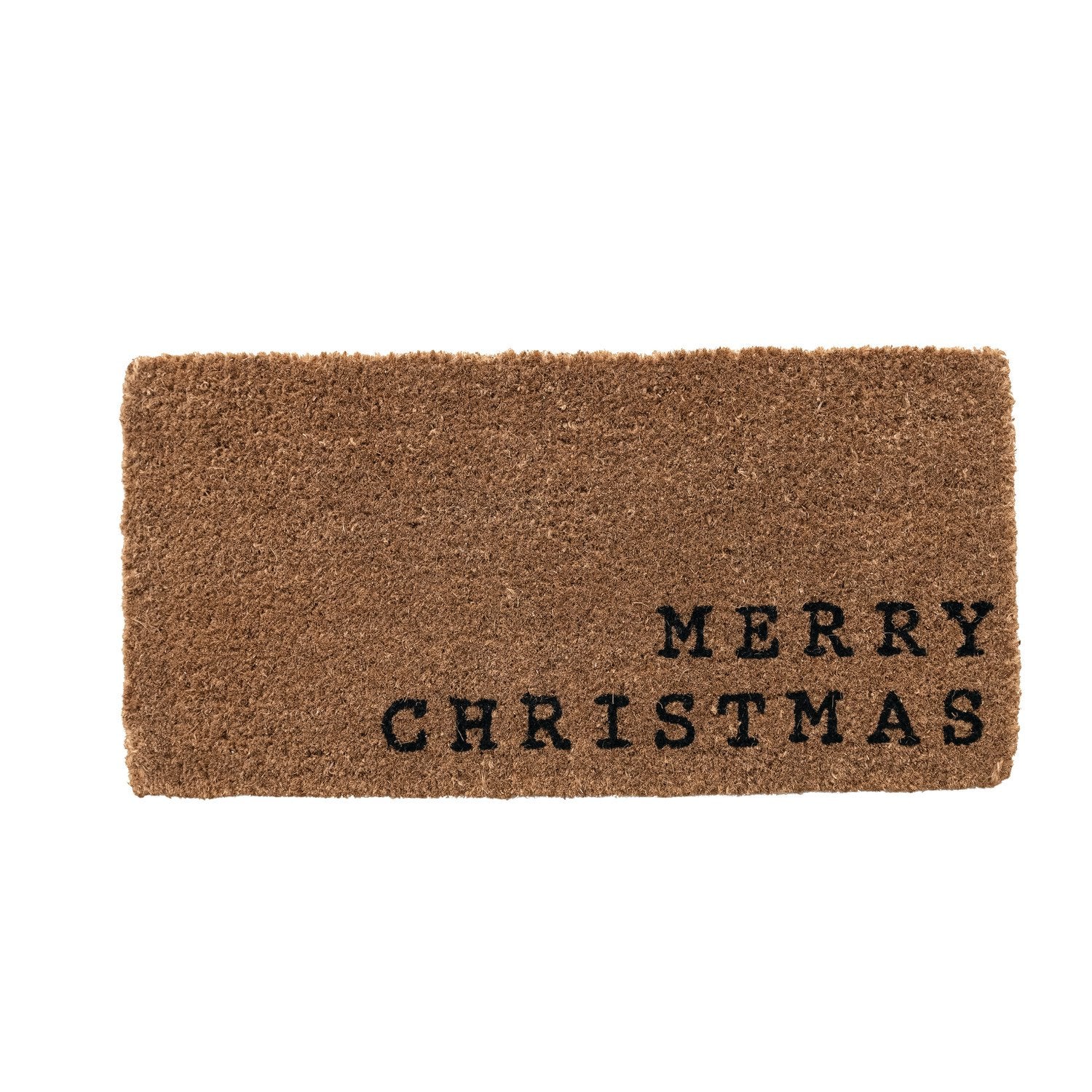 32"L x 16"W Natural Coir Doormat "Merry Christmas", Black