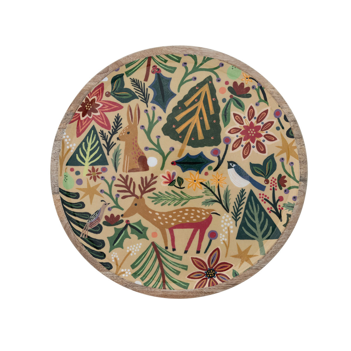 Enameled Mango Wood Tray with Animals & Seasonal Botanicals ©