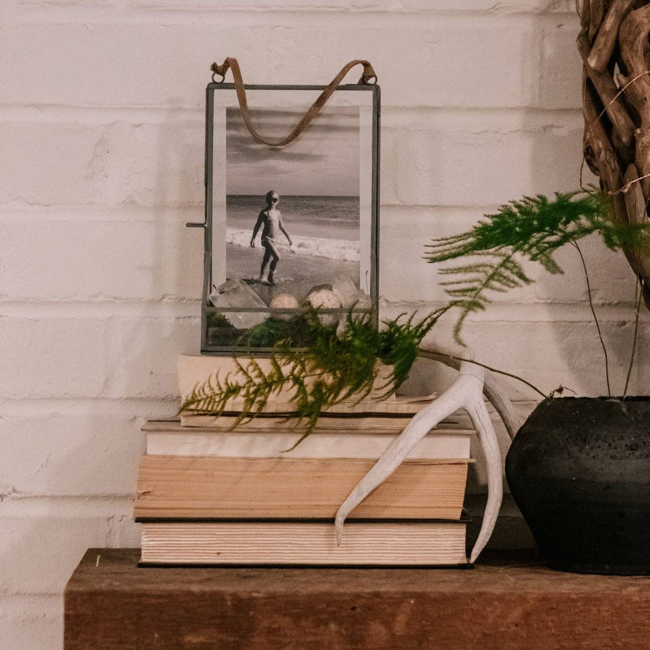 Hanging Glass and Zinc Memory Box - 8&quot; x 5&quot; x 2&quot;