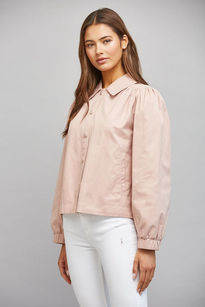 Charming Gathered-Shoulder Jacket