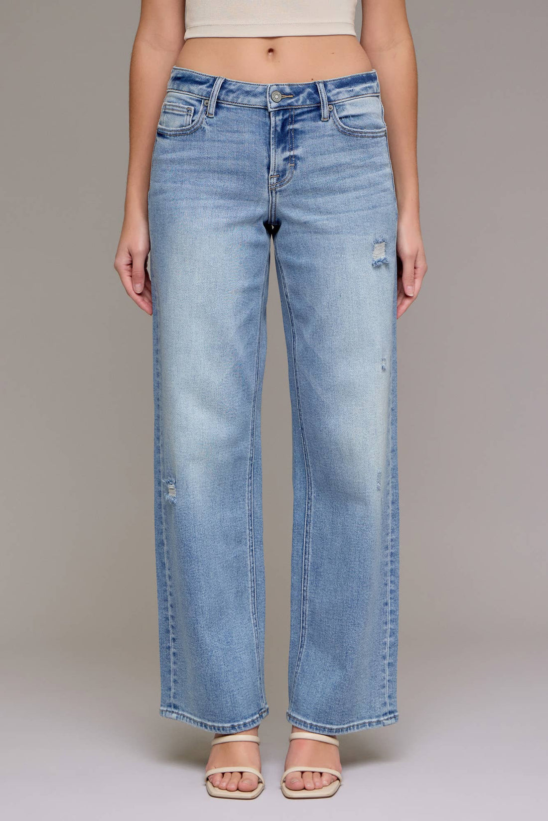 Mid-Rise 33&quot; Inseam Stretch Dad Jean Medium Wash