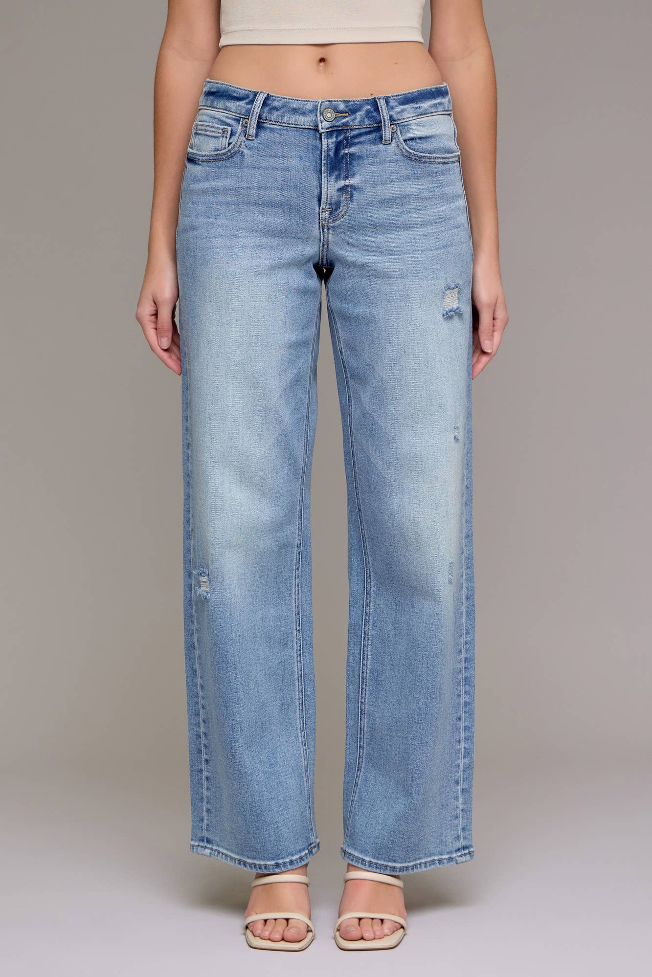 Mid-Rise 33&quot; Inseam Stretch Dad Jean Medium Wash