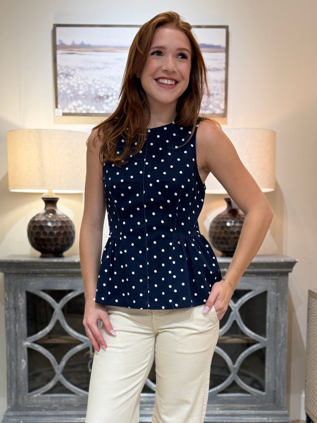Classic Polka Dot Peplum Top