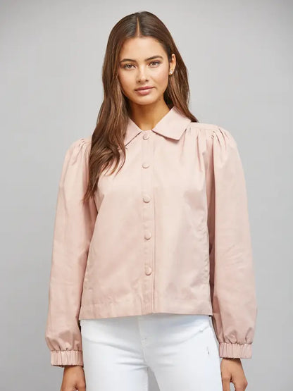 Charming Gathered-Shoulder Jacket