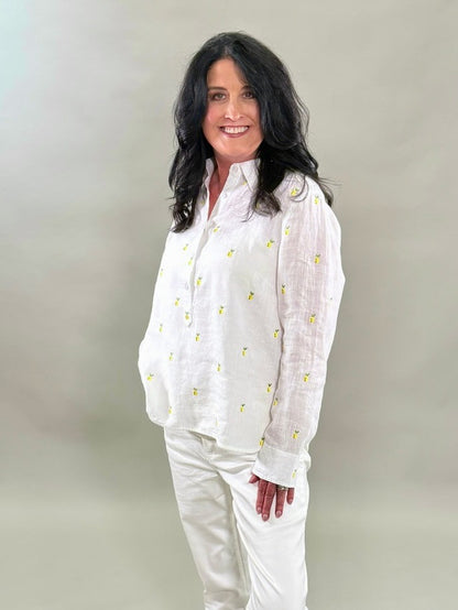 Lemon Embroidered Linen Shirt