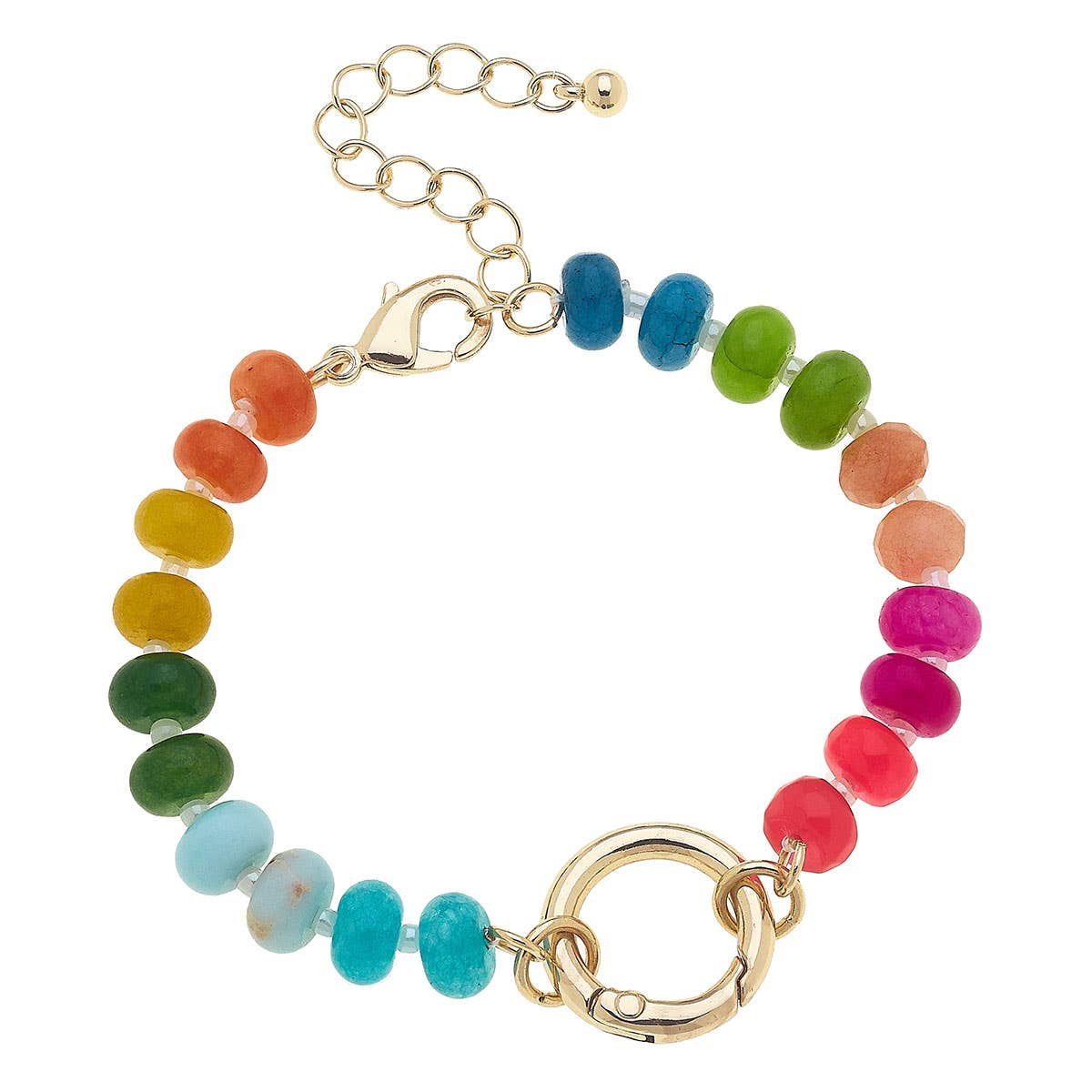 Gemstone Beaded Charm Bracelet Base in Rainbow Multi