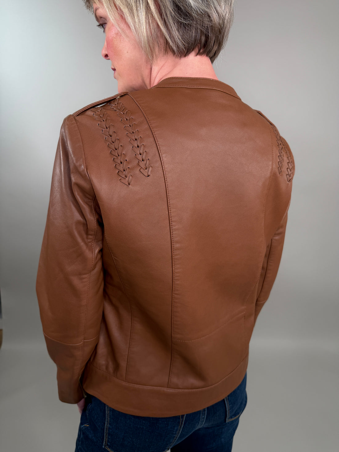 The Braided Detail Leather Jacket