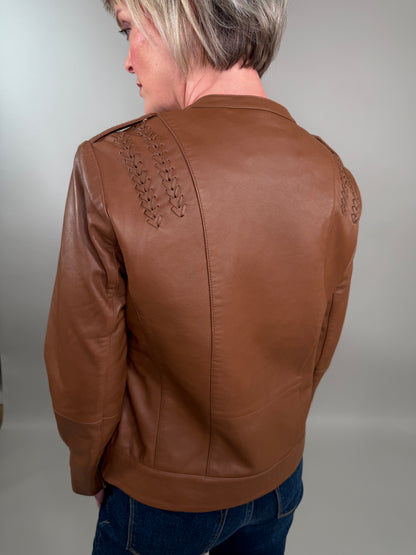 The Braided Detail Leather Jacket